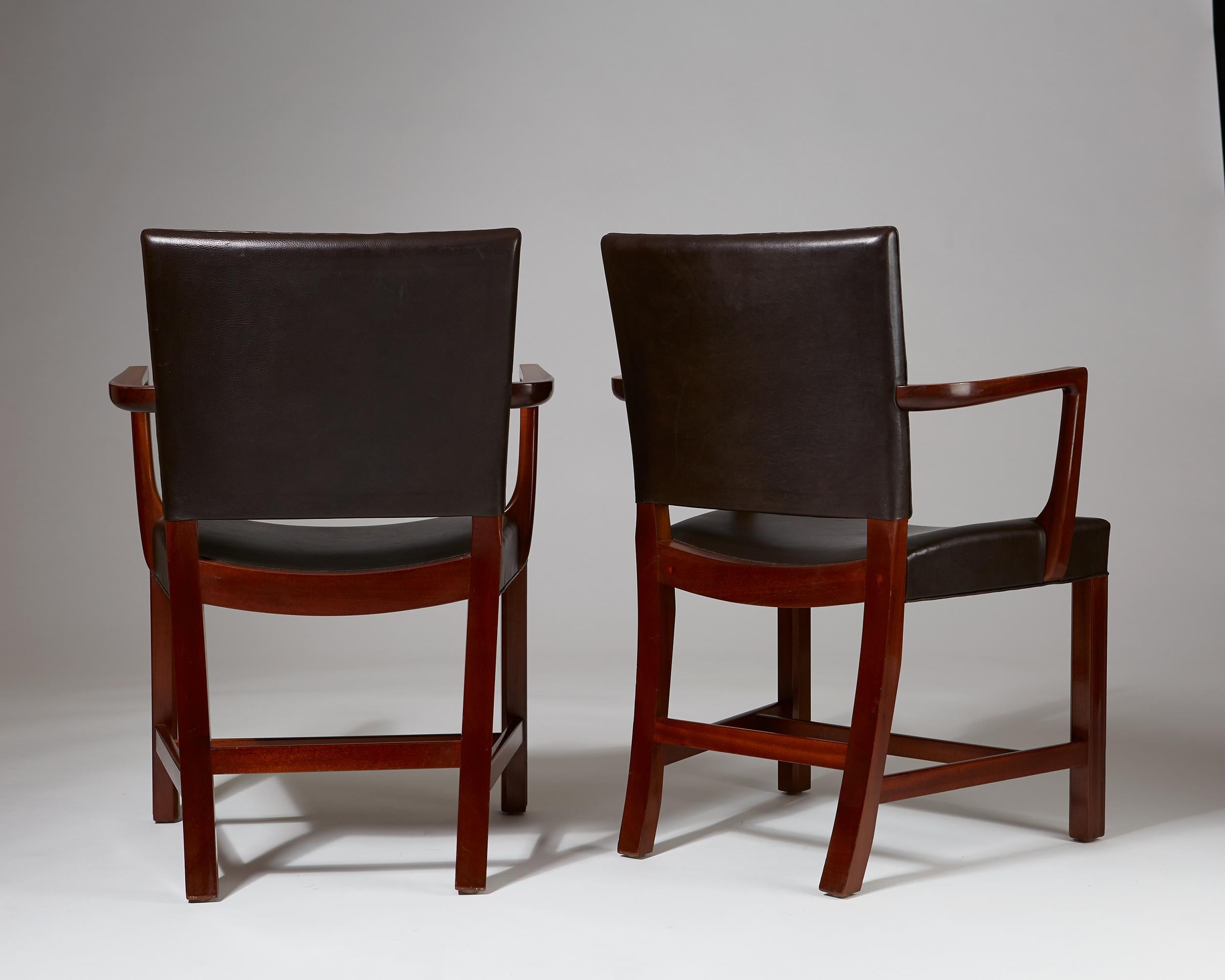 Early 20th Century Pair of Armchairs Model 3758 a Designed by Kaare Klint for Rud. Rasmussen For Sale