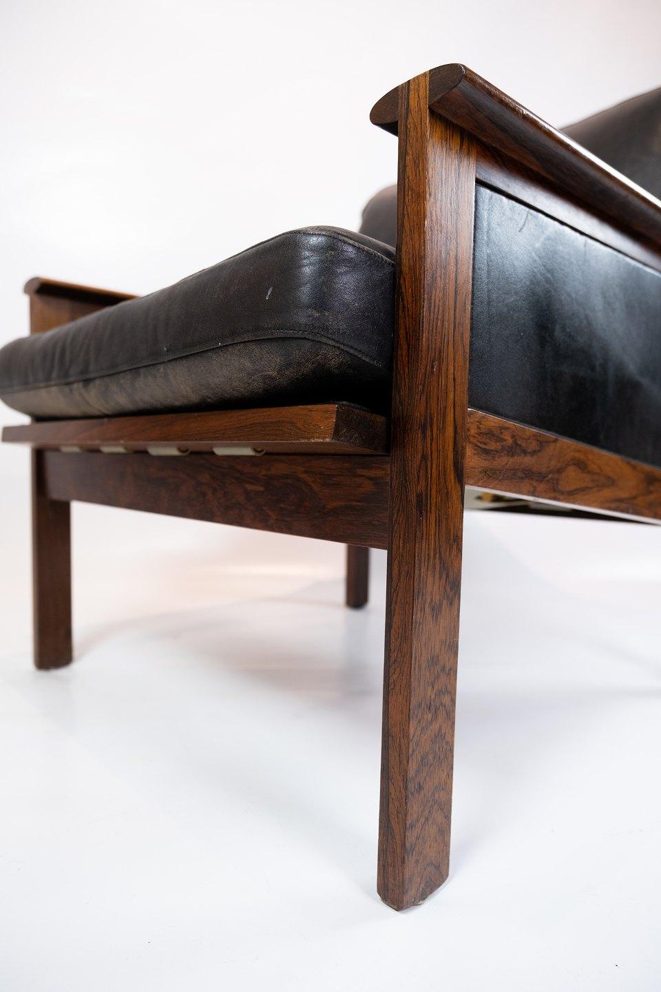 Cuir Paire de fauteuils, modèle Capella, conçus par Illum Wikkels, années 1960 en vente