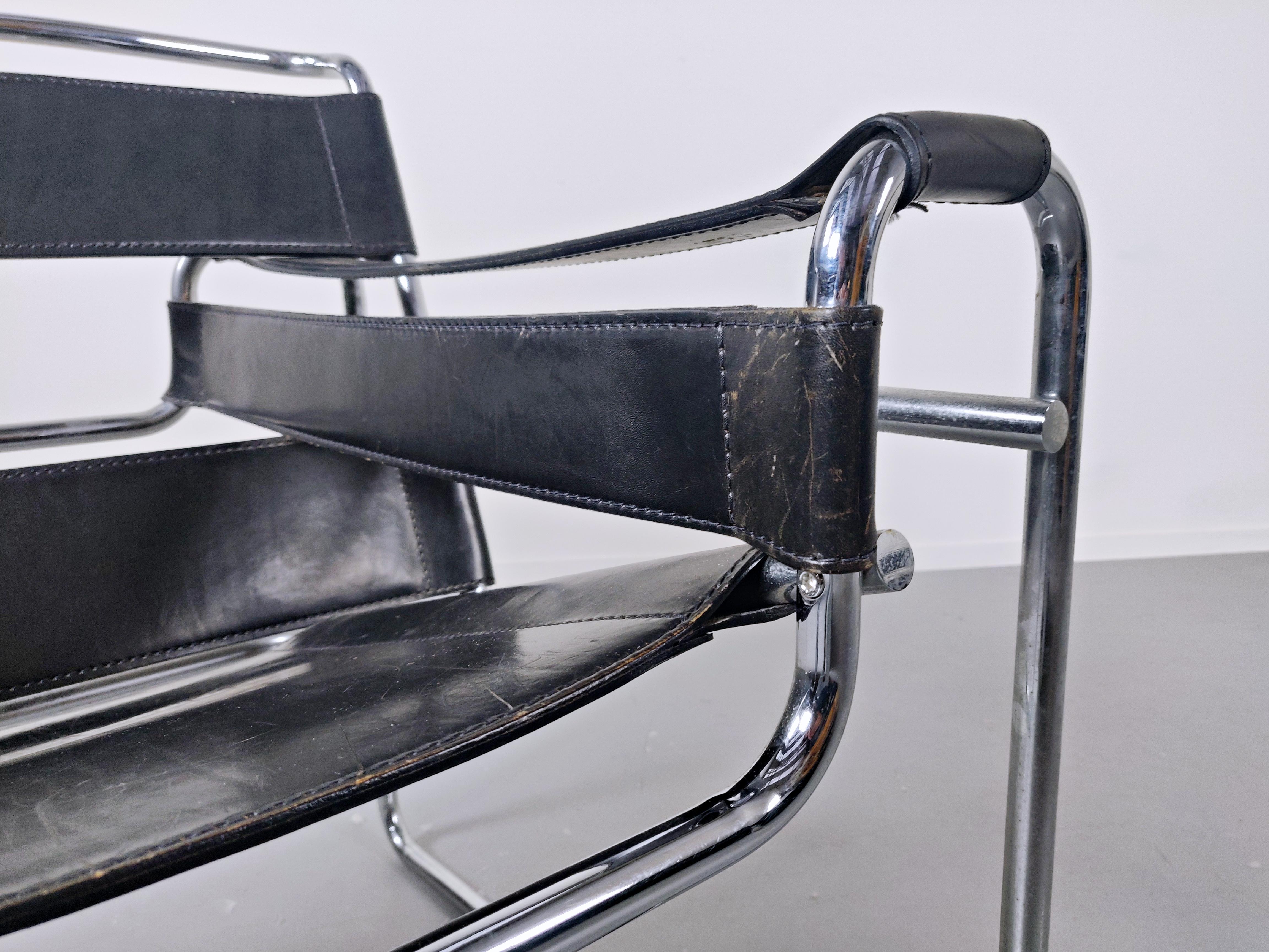 Pair of Mid-Century Modern Armchairs Model Wassily by Marcel Breuer 3