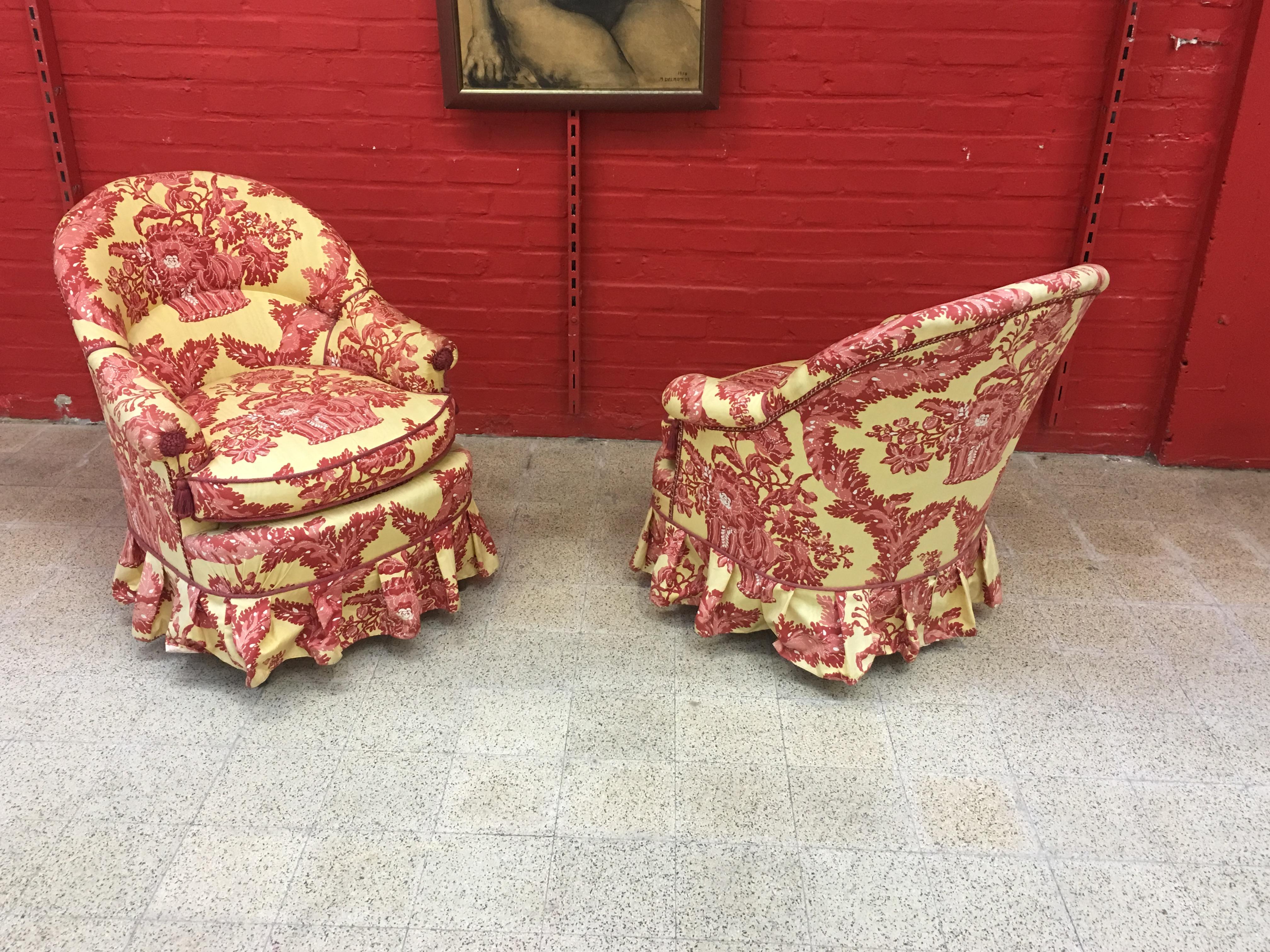 Paire de fauteuils Napoléon III, entièrement refaits en vente 6