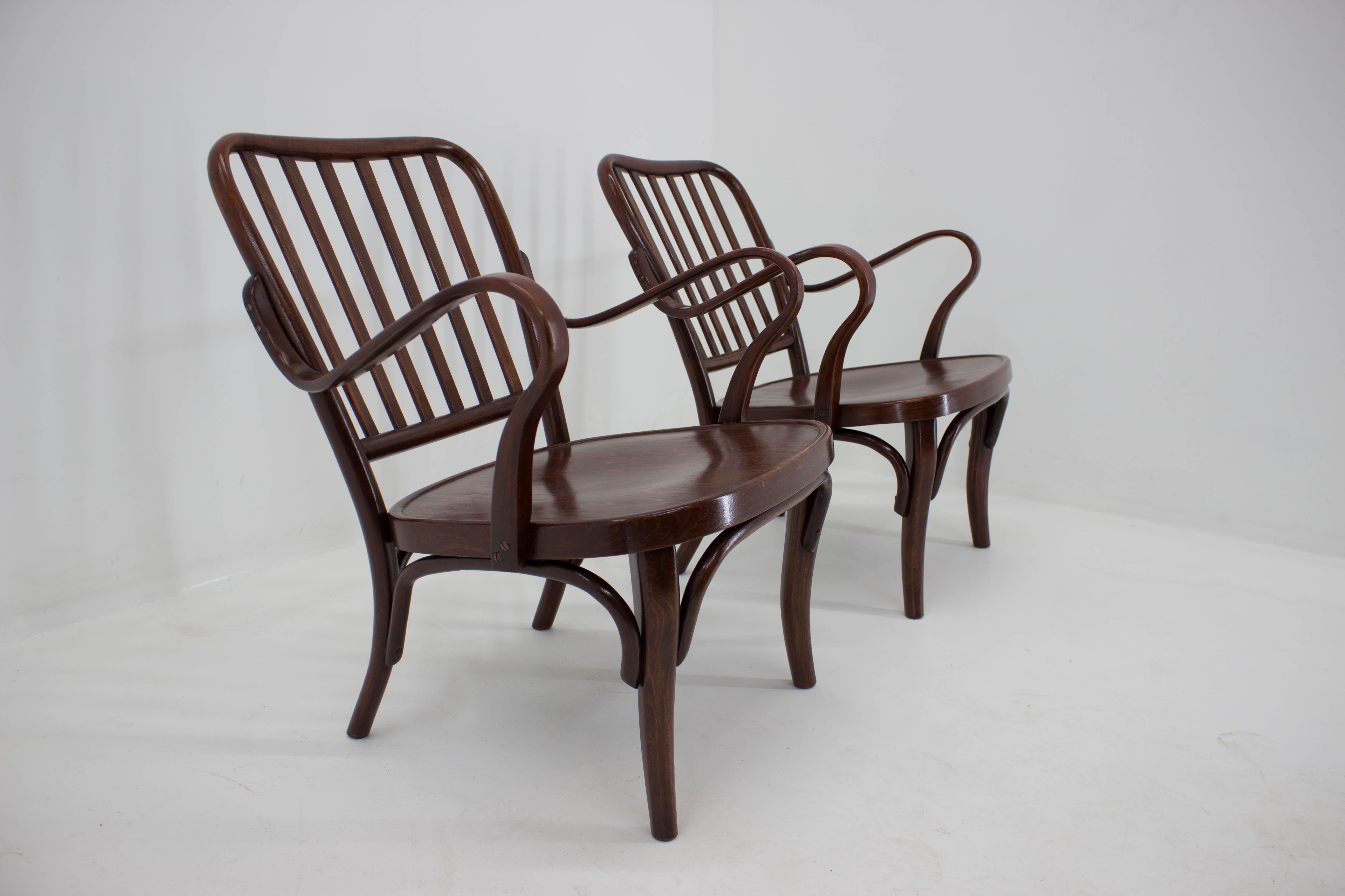 Art Deco Pair of Armchairs No. 752 by Josef Frank for Thonet, 1930s