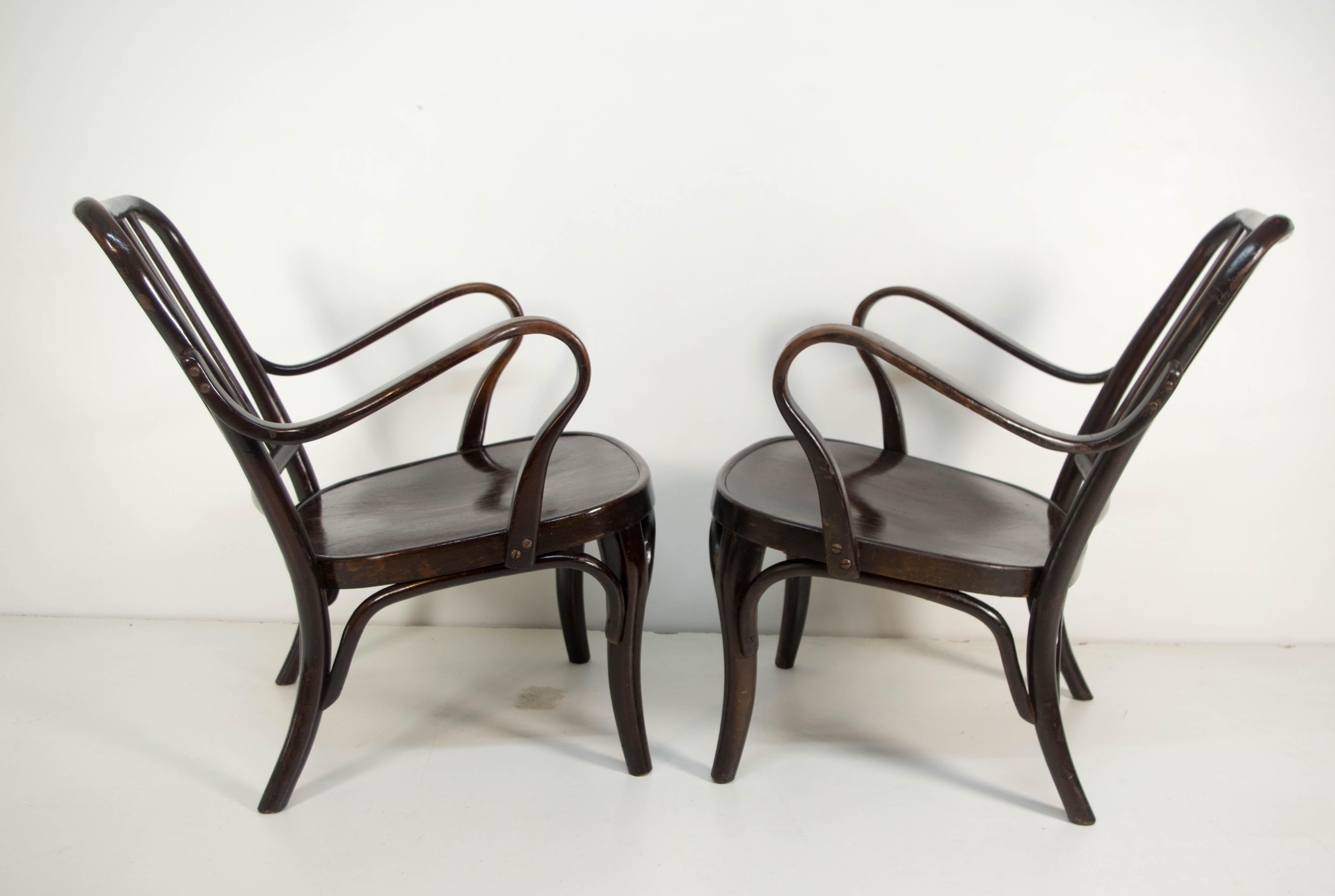 Legno curvato Coppia di poltrone n. 752 di Josef Frank per Thonet, anni '30 in vendita
