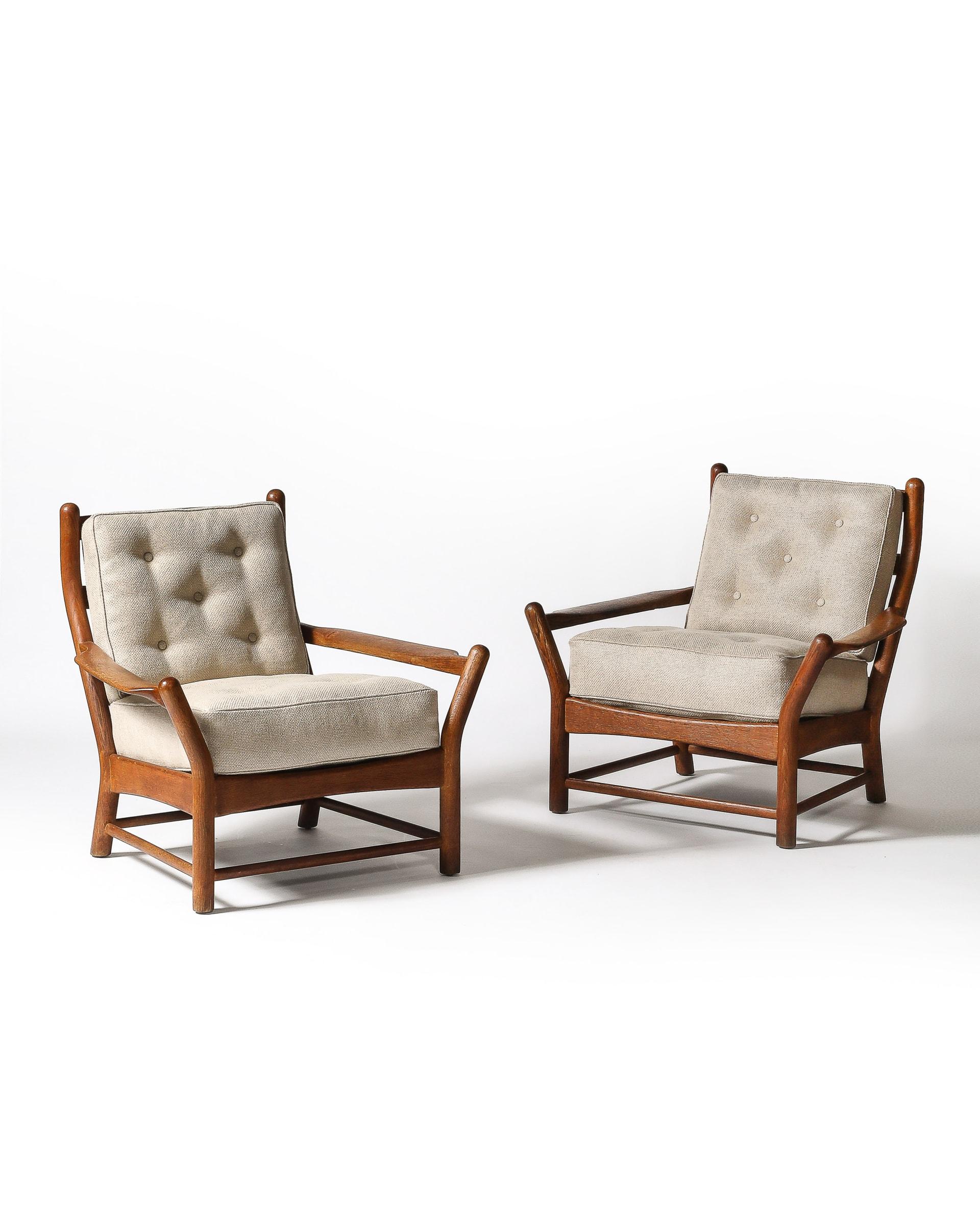 Modern Pair of Armchairs Oak France, c. 1950 For Sale