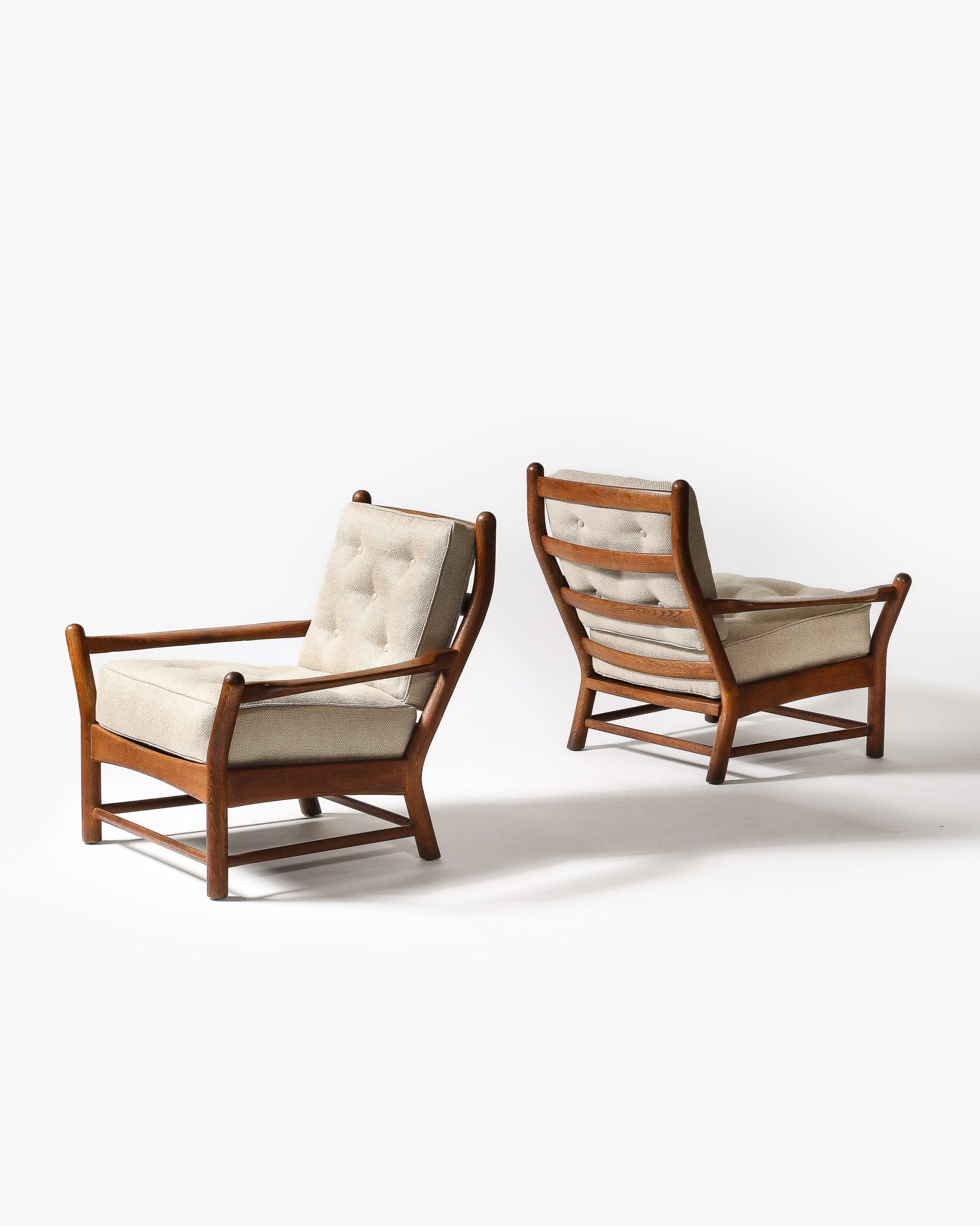 French Pair of Armchairs Oak France, c. 1950 For Sale