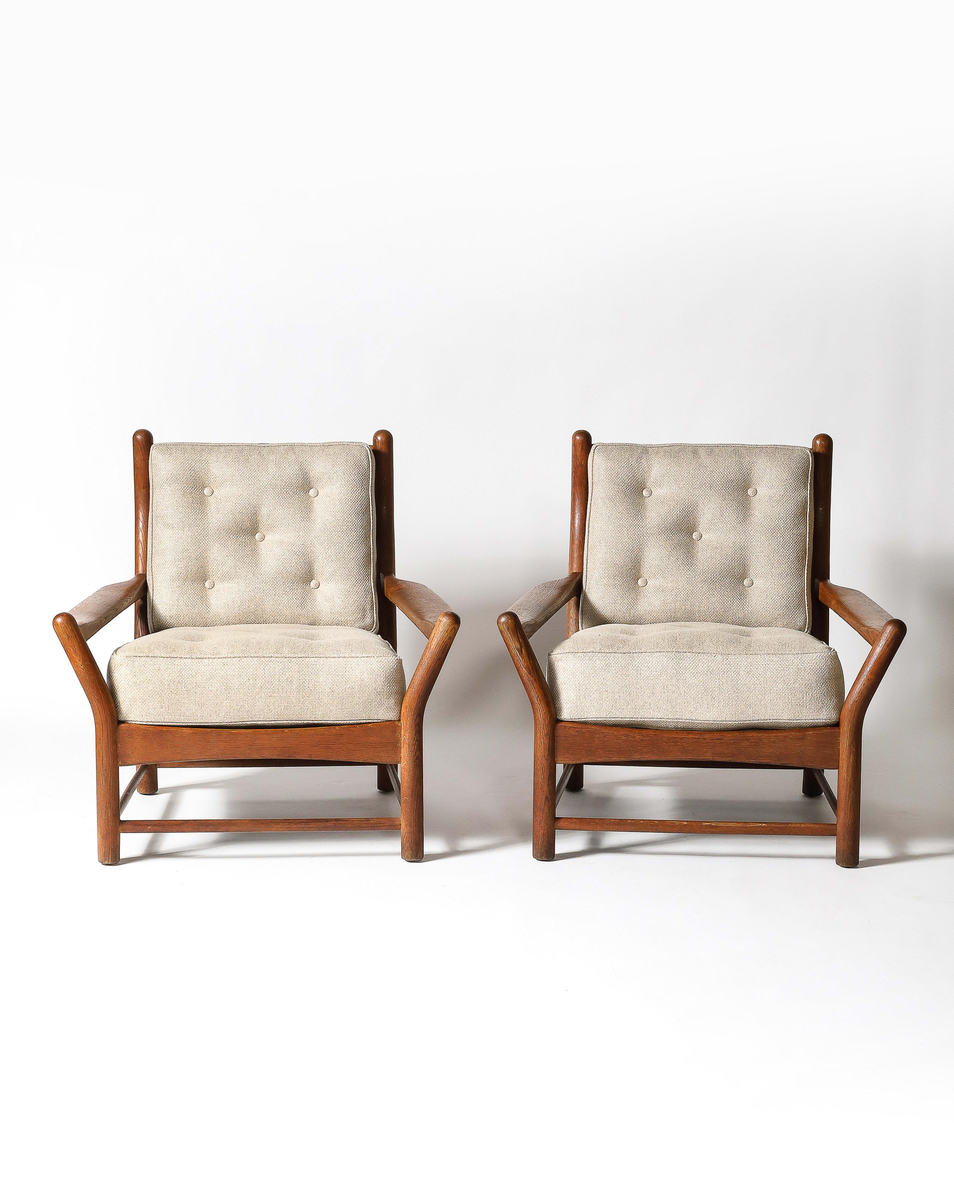 Pair of Armchairs Oak France, c. 1950 In Excellent Condition For Sale In New York City, NY
