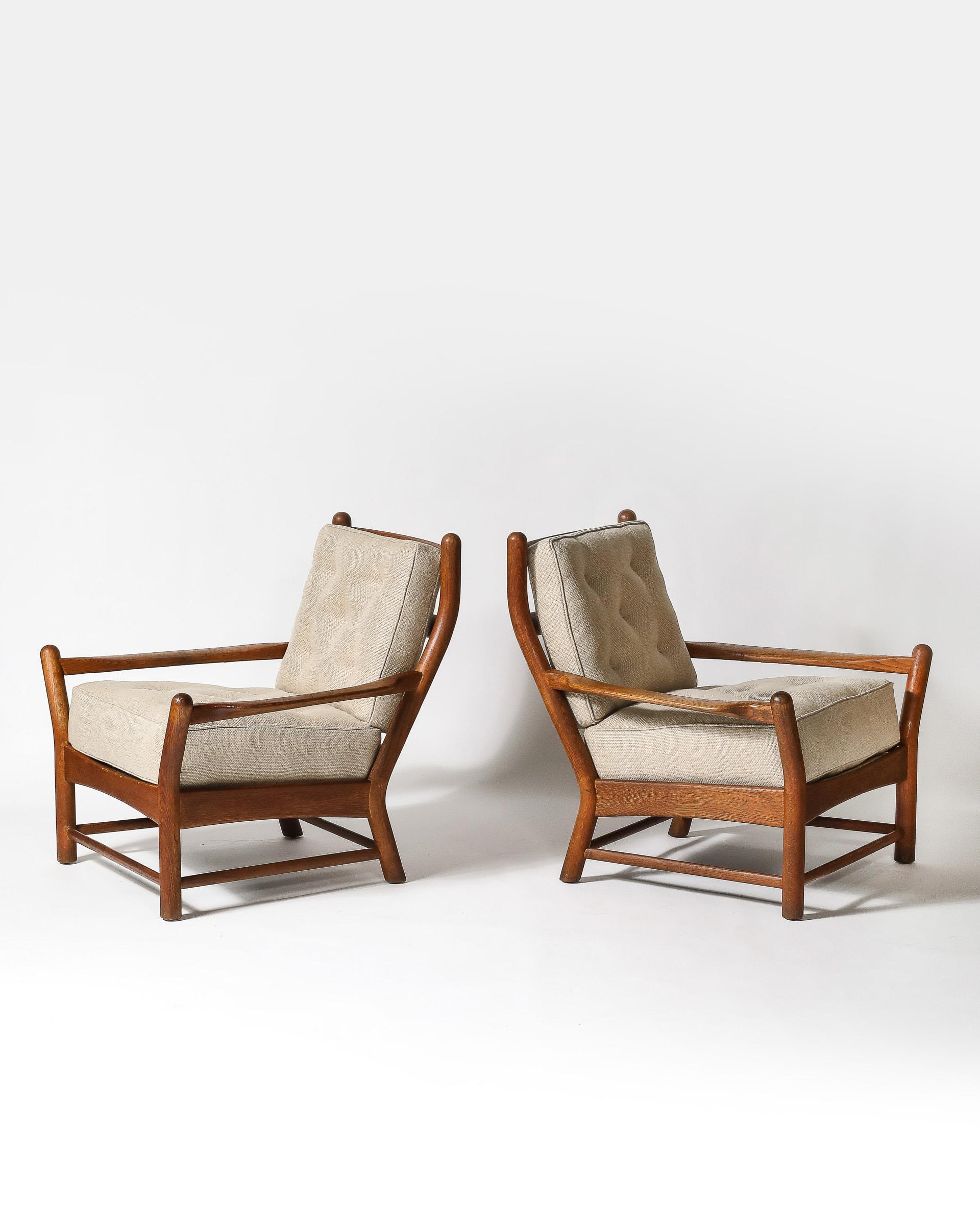 Pair of Armchairs Oak France, c. 1950 For Sale 2