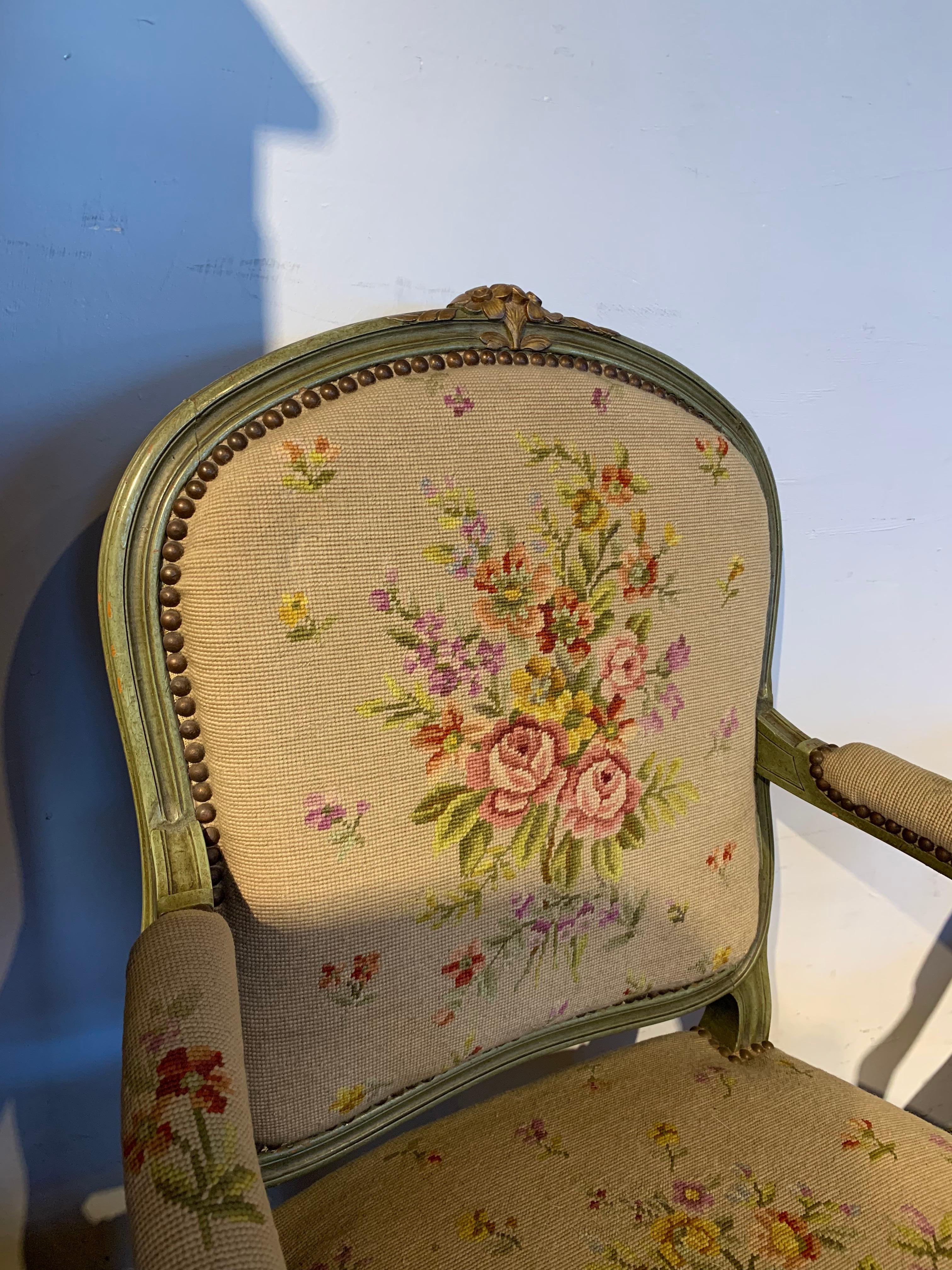 Pair of Armchairs, Painted in the Louis XV Style In Good Condition In Honiton, Devon