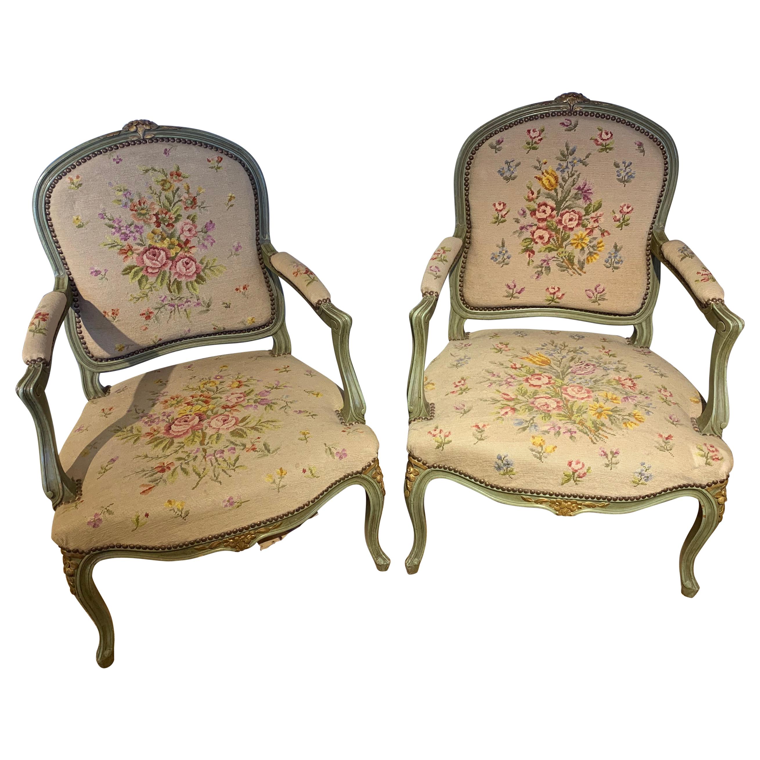 Pair of Armchairs, Painted in the Louis XV Style