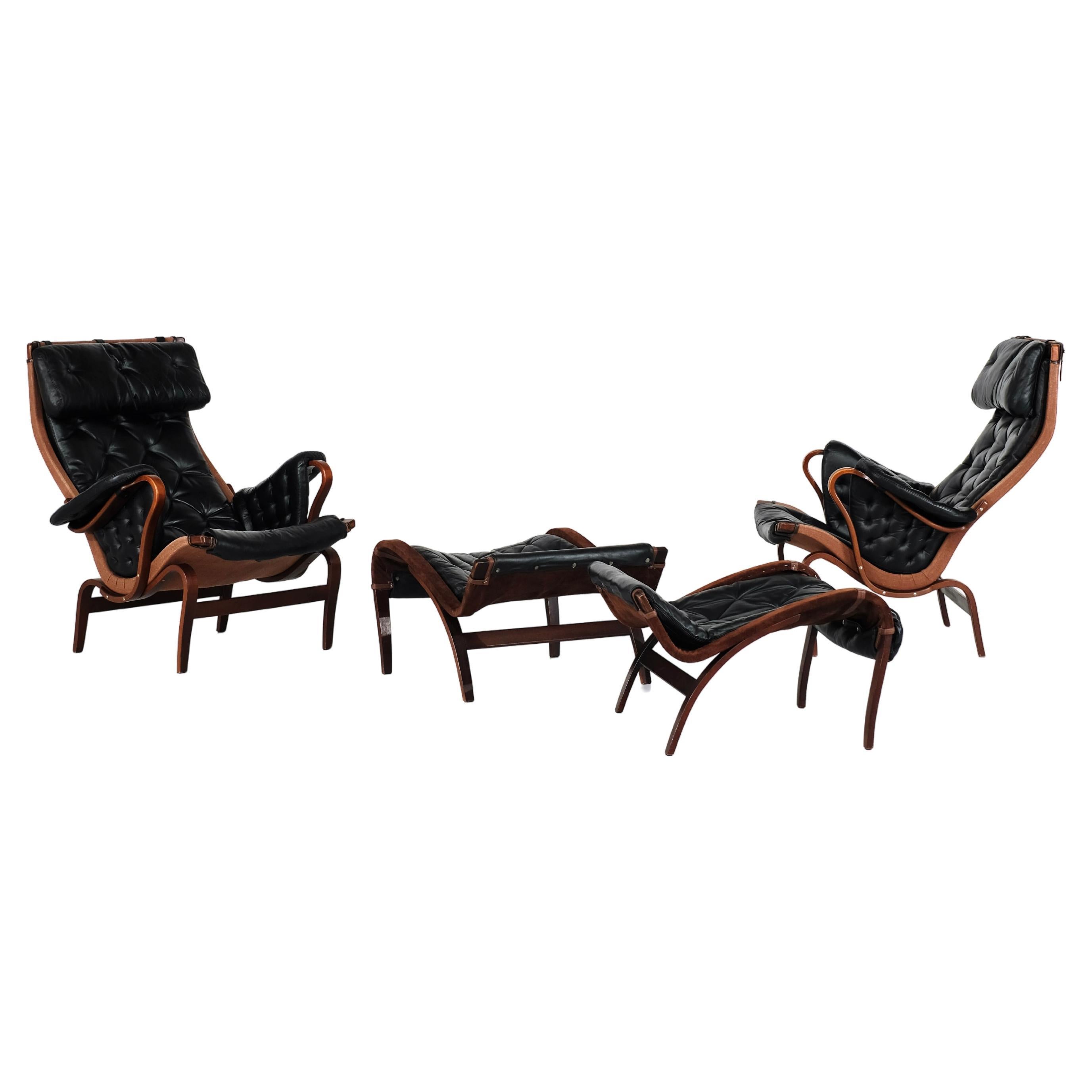 Pair of Armchairs "Pernilla 69" by Bruno Mathsson for Dux, Sweden 1969. For Sale