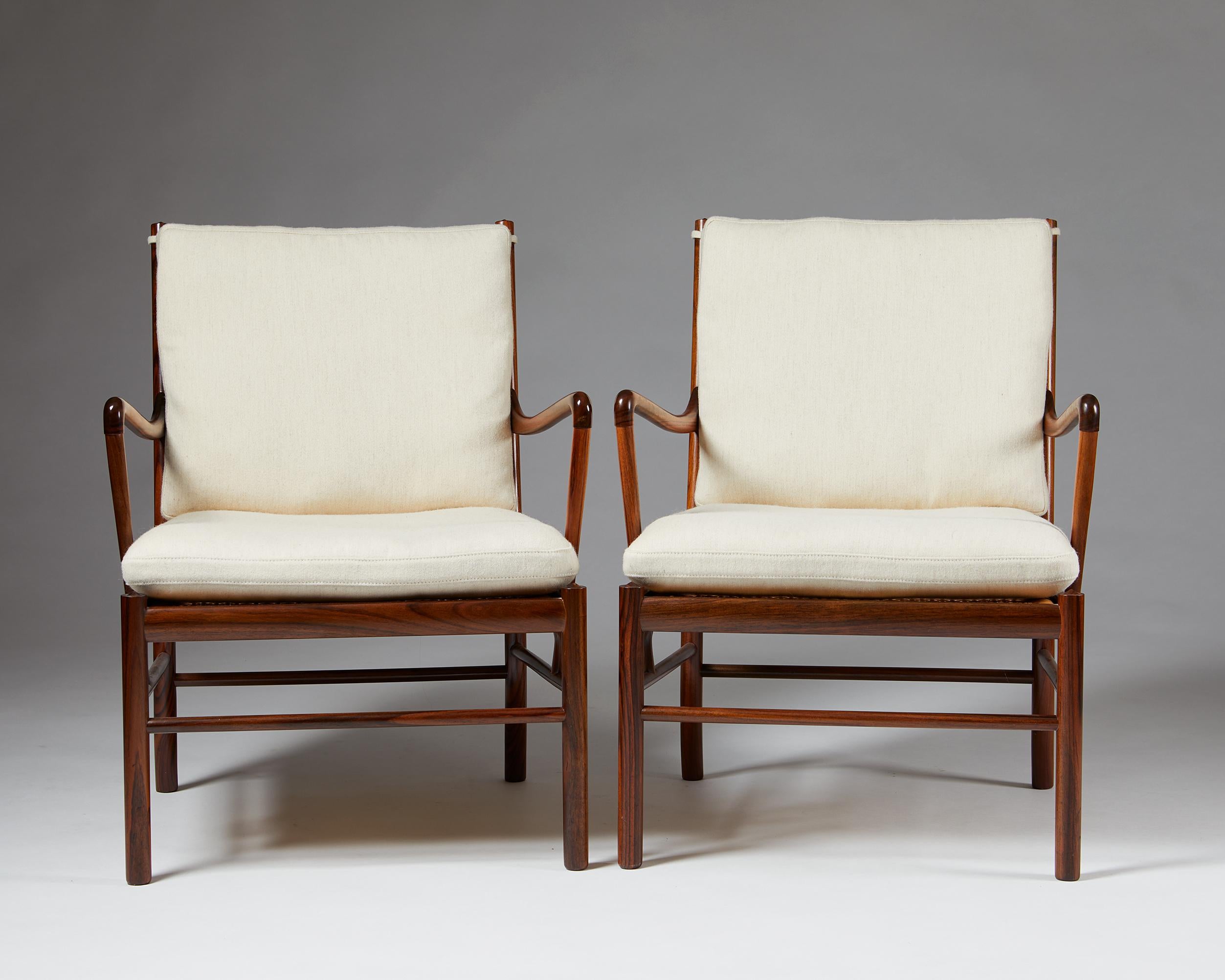 Scandinavian Modern Pair of Armchairs, PJ 149, “Colonial”, Designed by Ole Wanscher for P. Jeppesen
