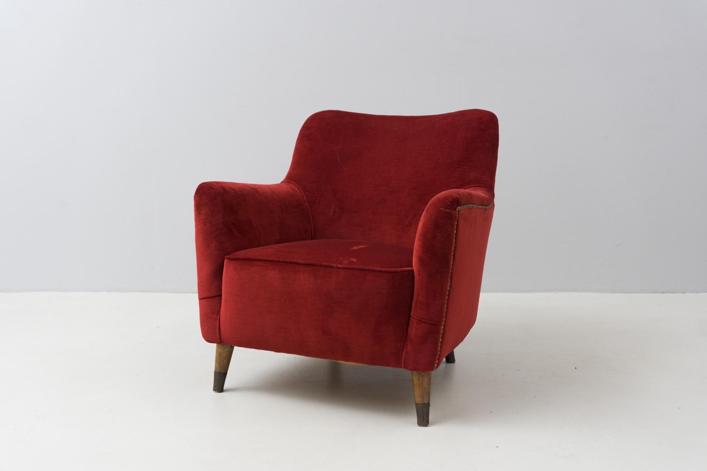 red velvet armchairs