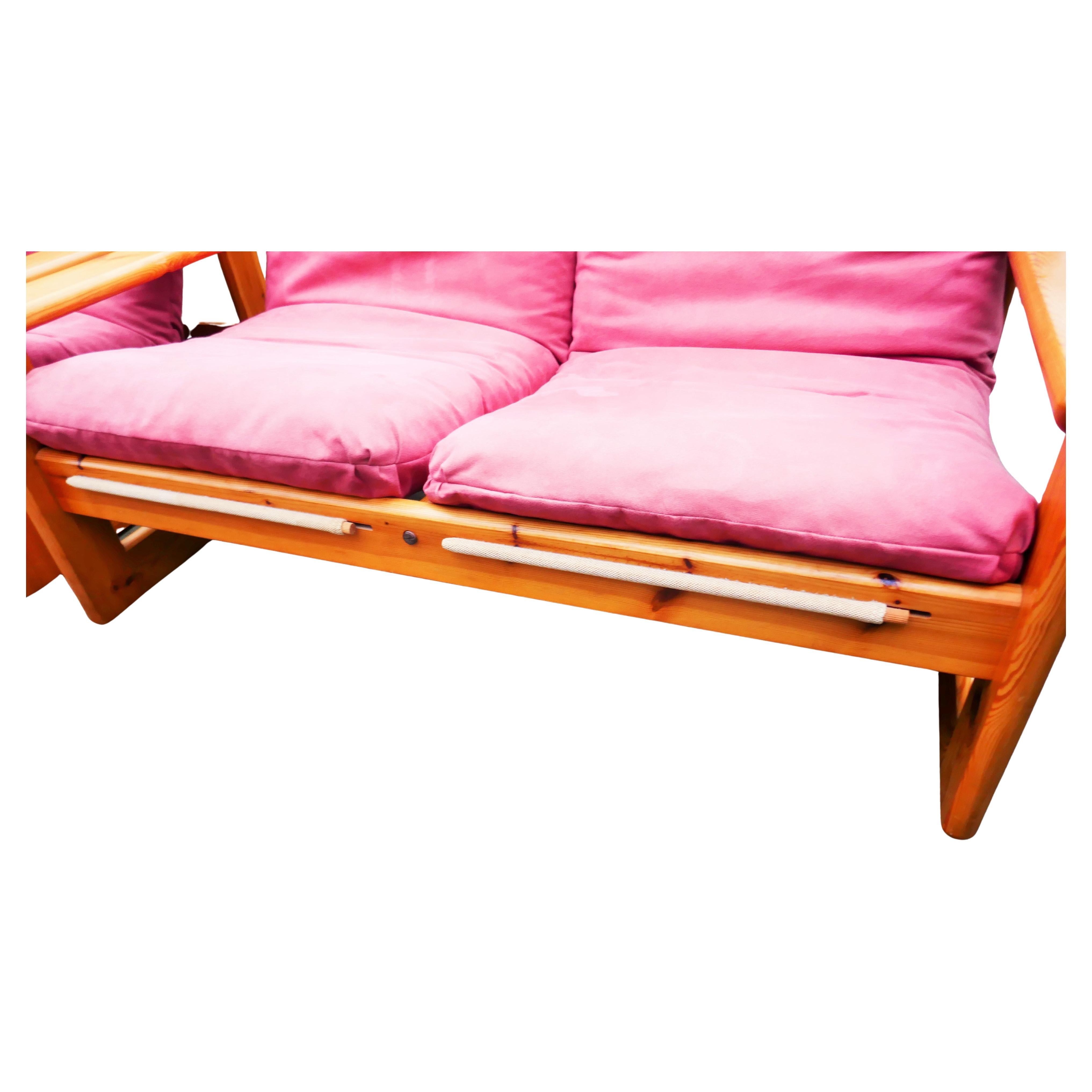 Paire de fauteuils, canapé et table en pin Bon état - En vente à Lugo, IT
