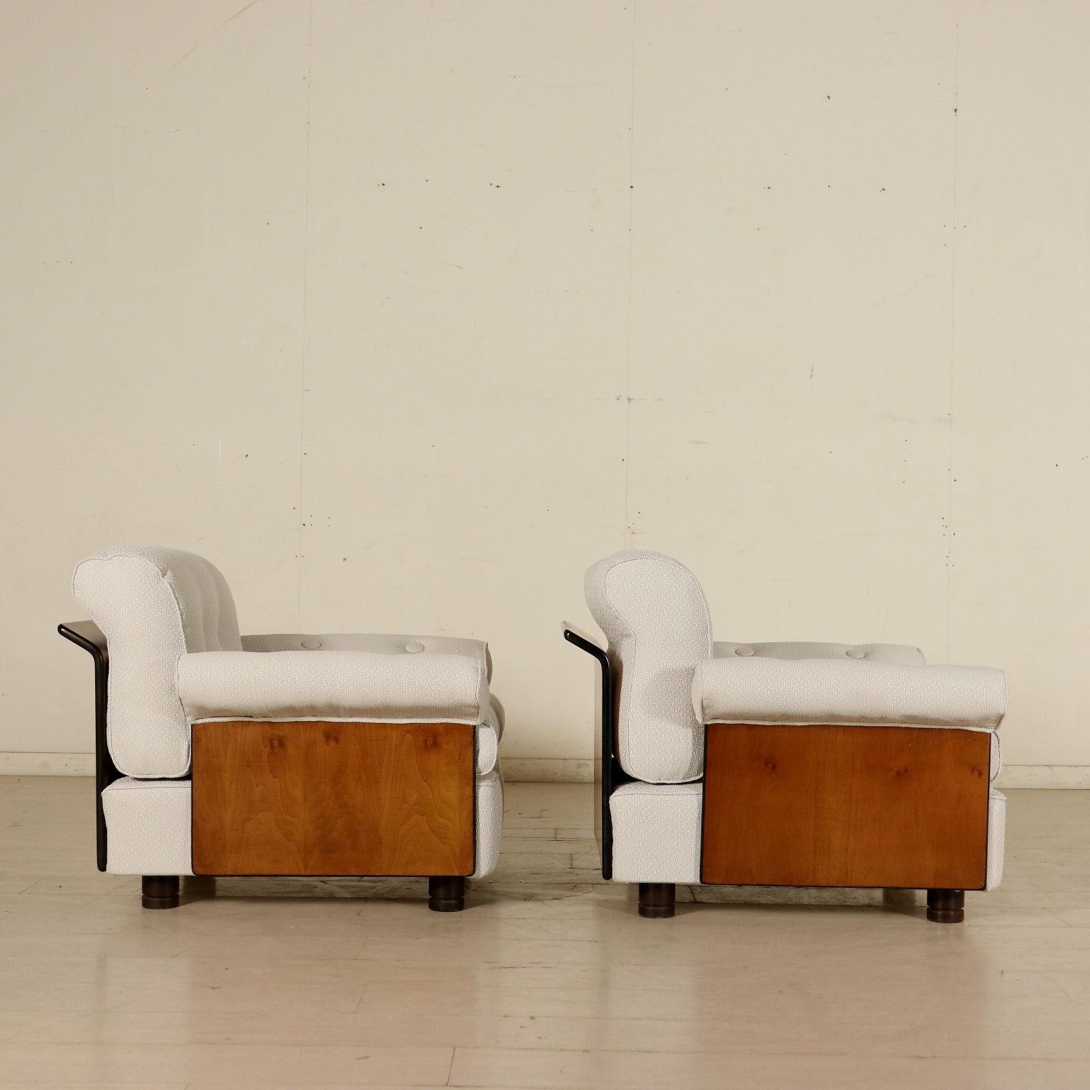 Pair of Armchairs Stained Poplar Veneer Vintage, Italy, 1960s 1