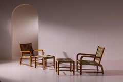 Pair of Armchairs & Stools by Emanuele Rambaldi for Guido Chiappe, Italy, 1930s