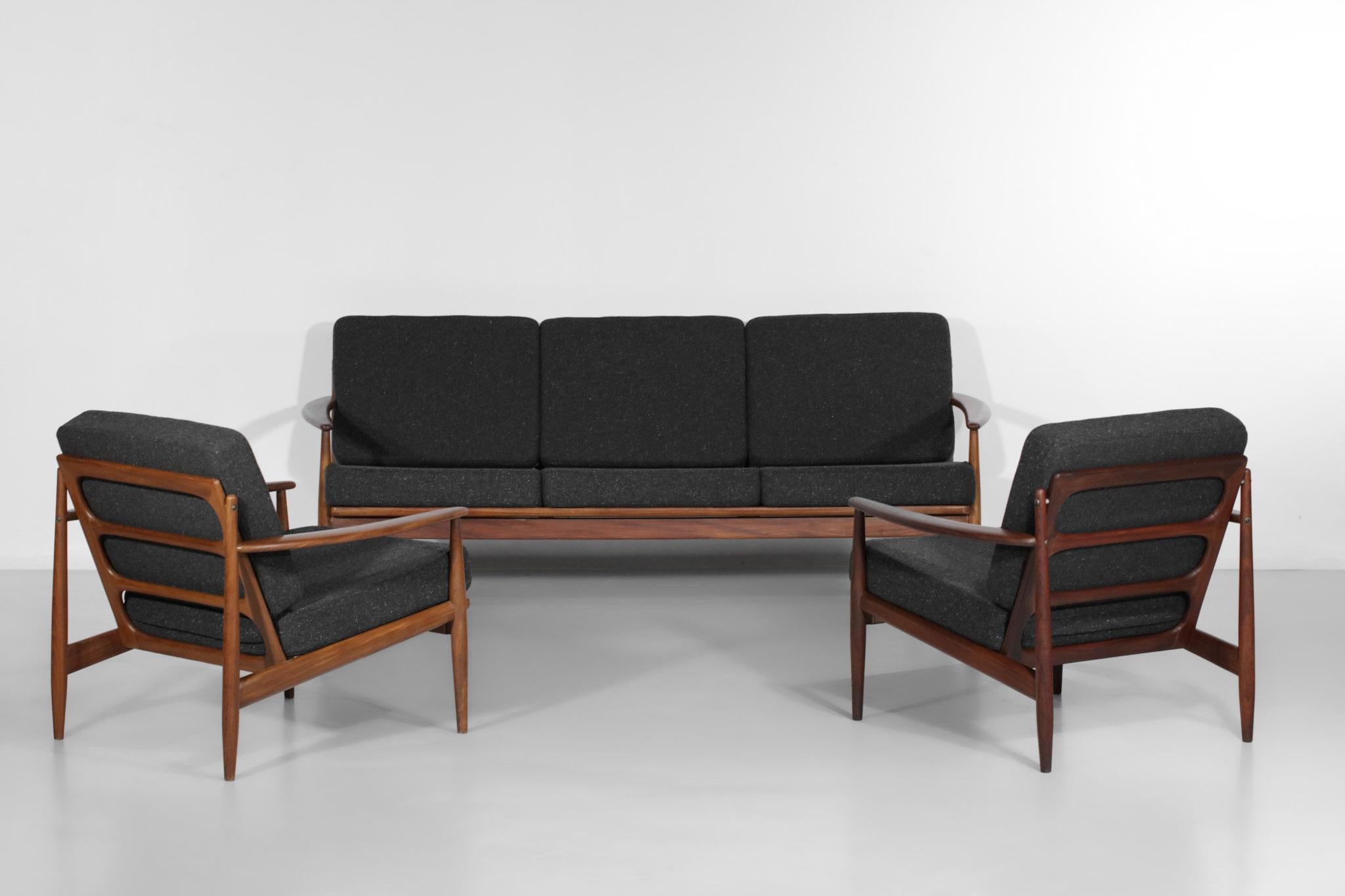 Pair of Armchairs Style of Grete Jalk Danish Scandinavian Teak Design 60's 5