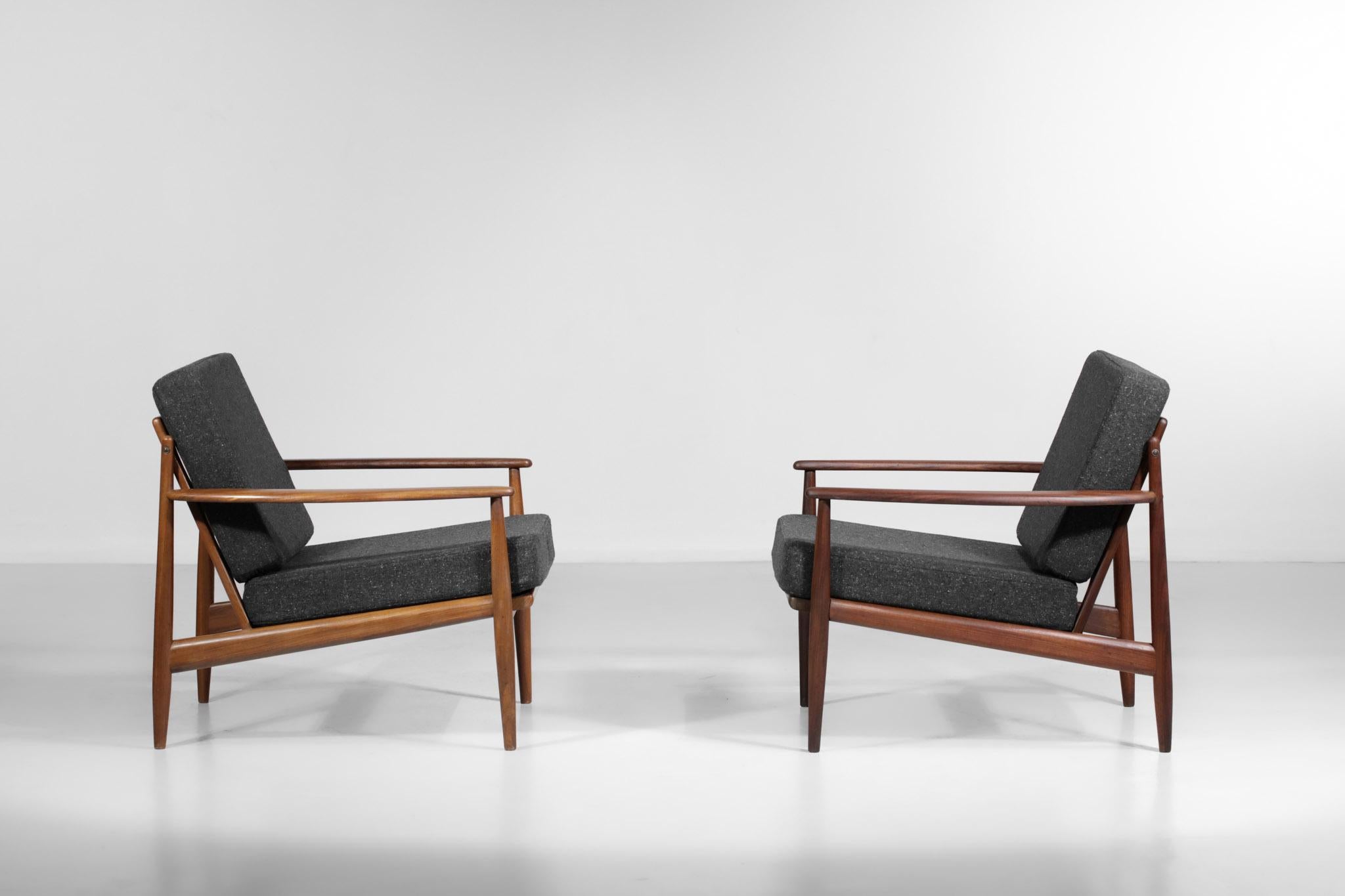Pair of Armchairs Style of Grete Jalk Danish Scandinavian Teak Design 60's 6