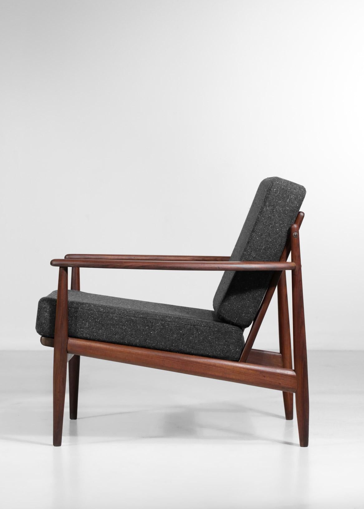 Pair of Armchairs Style of Grete Jalk Danish Scandinavian Teak Design 60's In Good Condition In Lyon, FR