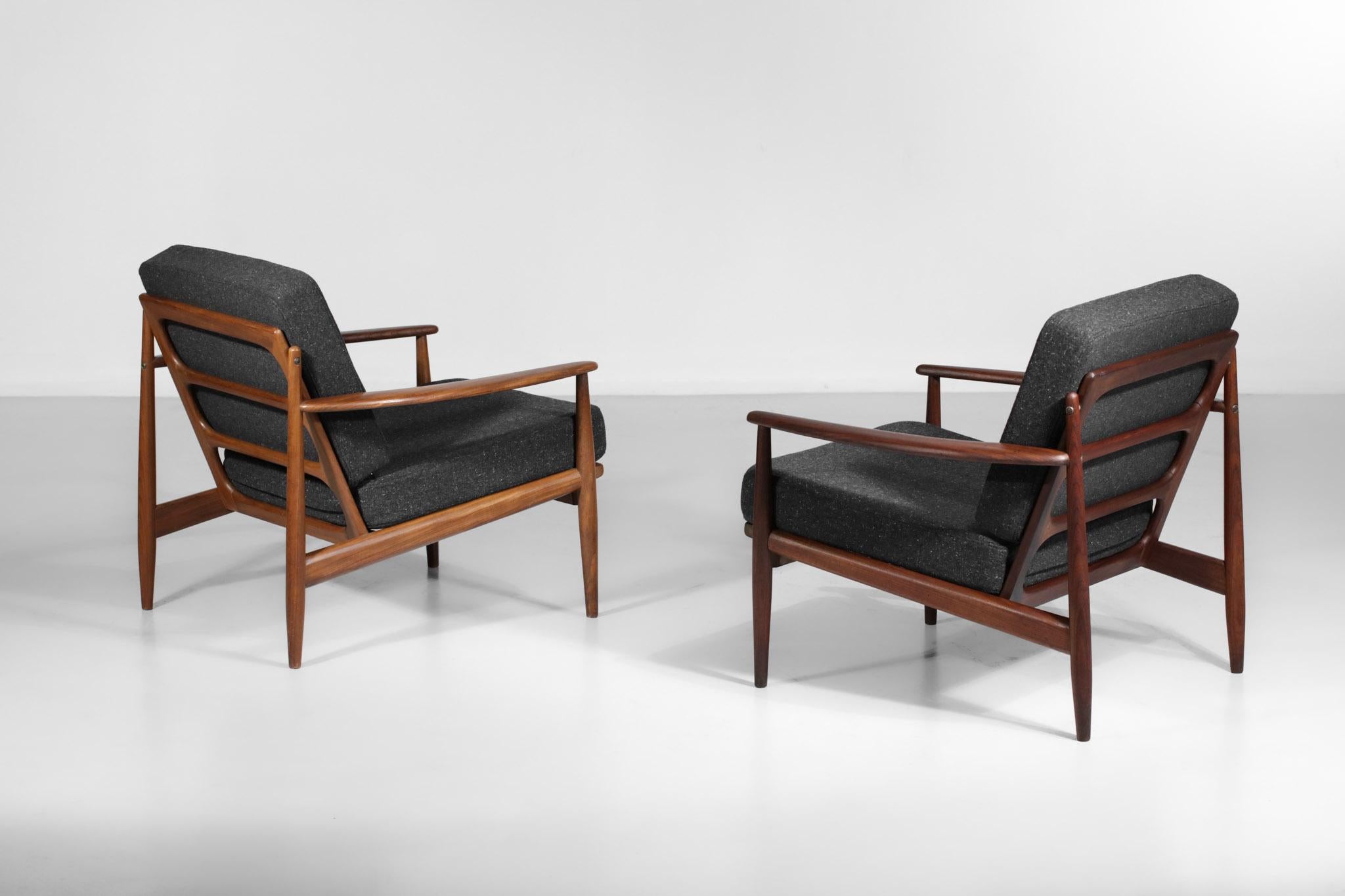 Pair of Armchairs Style of Grete Jalk Danish Scandinavian Teak Design 60's 1
