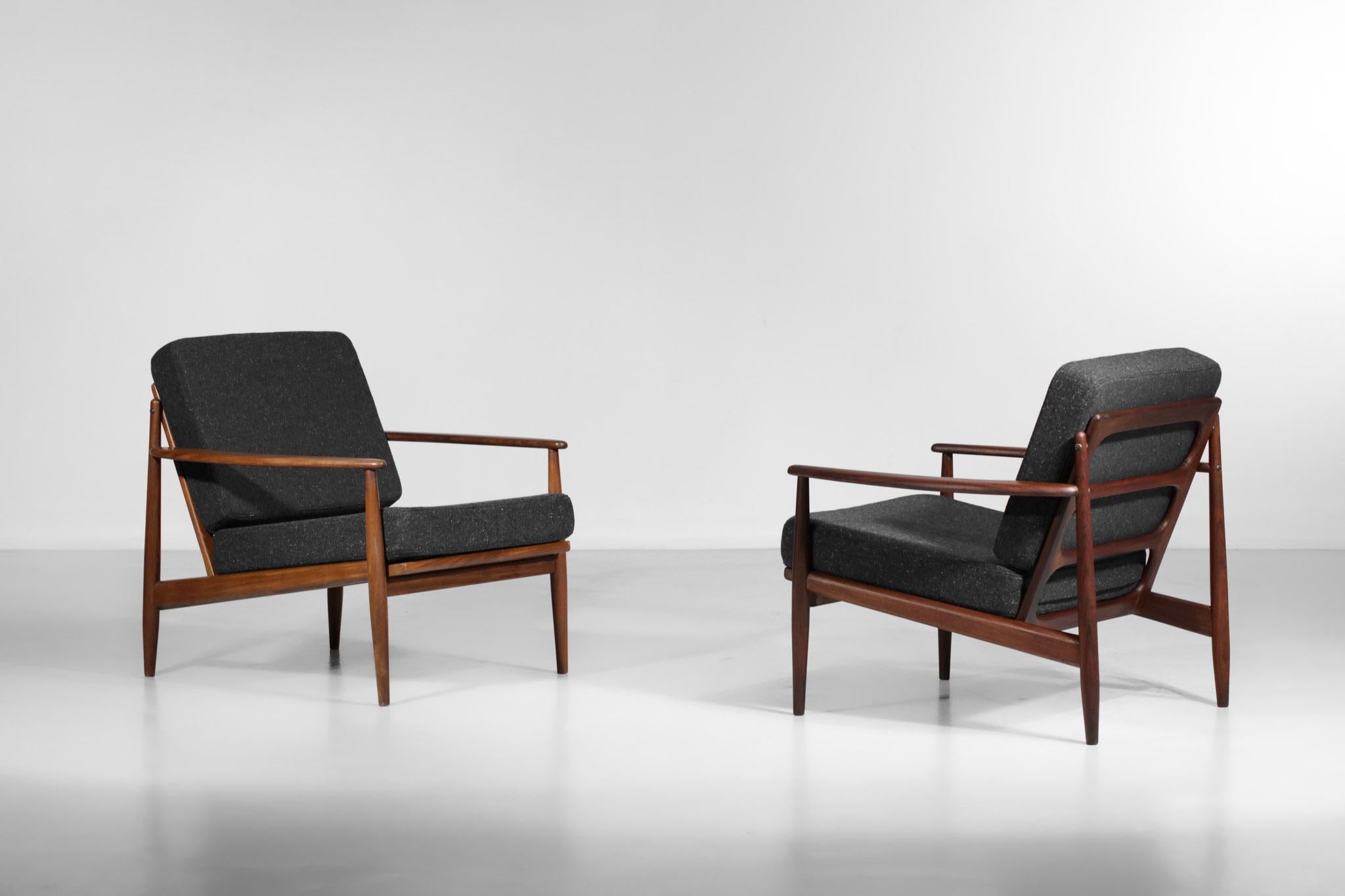 Pair of Armchairs Style of Grete Jalk Danish Scandinavian Teak Design 60's 2