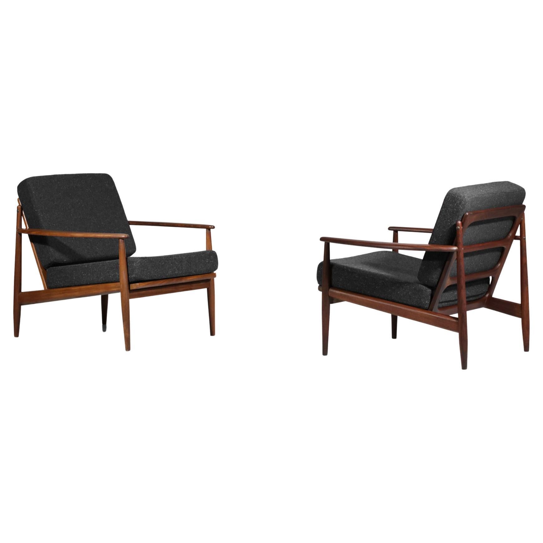 Pair of Armchairs Style of Grete Jalk Danish Scandinavian Teak Design 60's