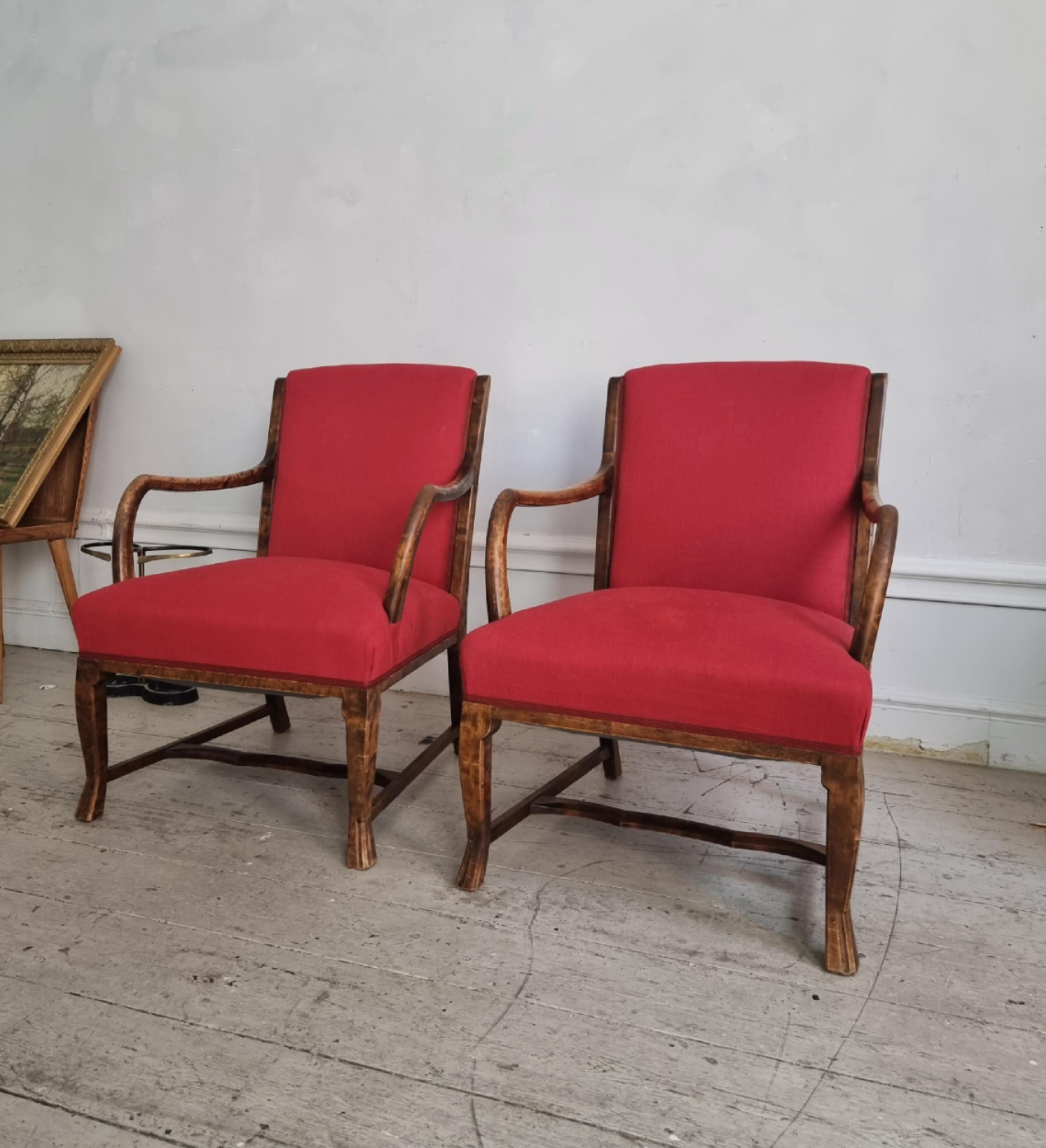 Beech Pair of armchairs, Swedish Grace 1930s For Sale