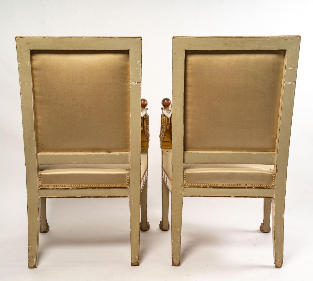 Gilt Pair of Armchairs, the First Empire Period, circa 1802