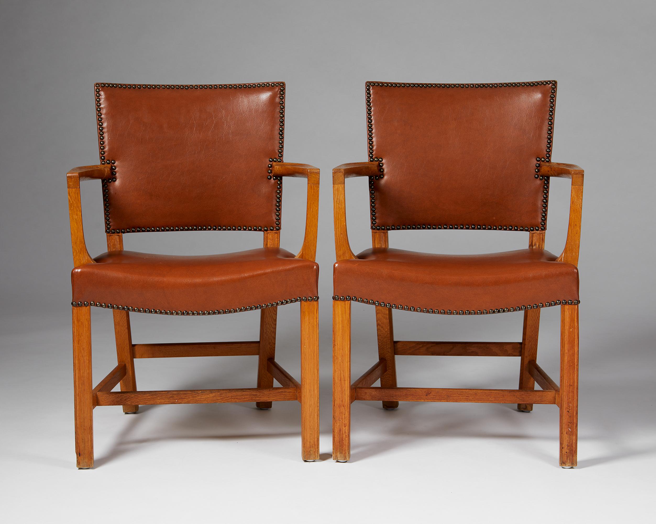 Pair of Armchairs “The Red Chair” Designed by Kaare Klint for Rud. Rasmussen In Good Condition For Sale In Stockholm, SE