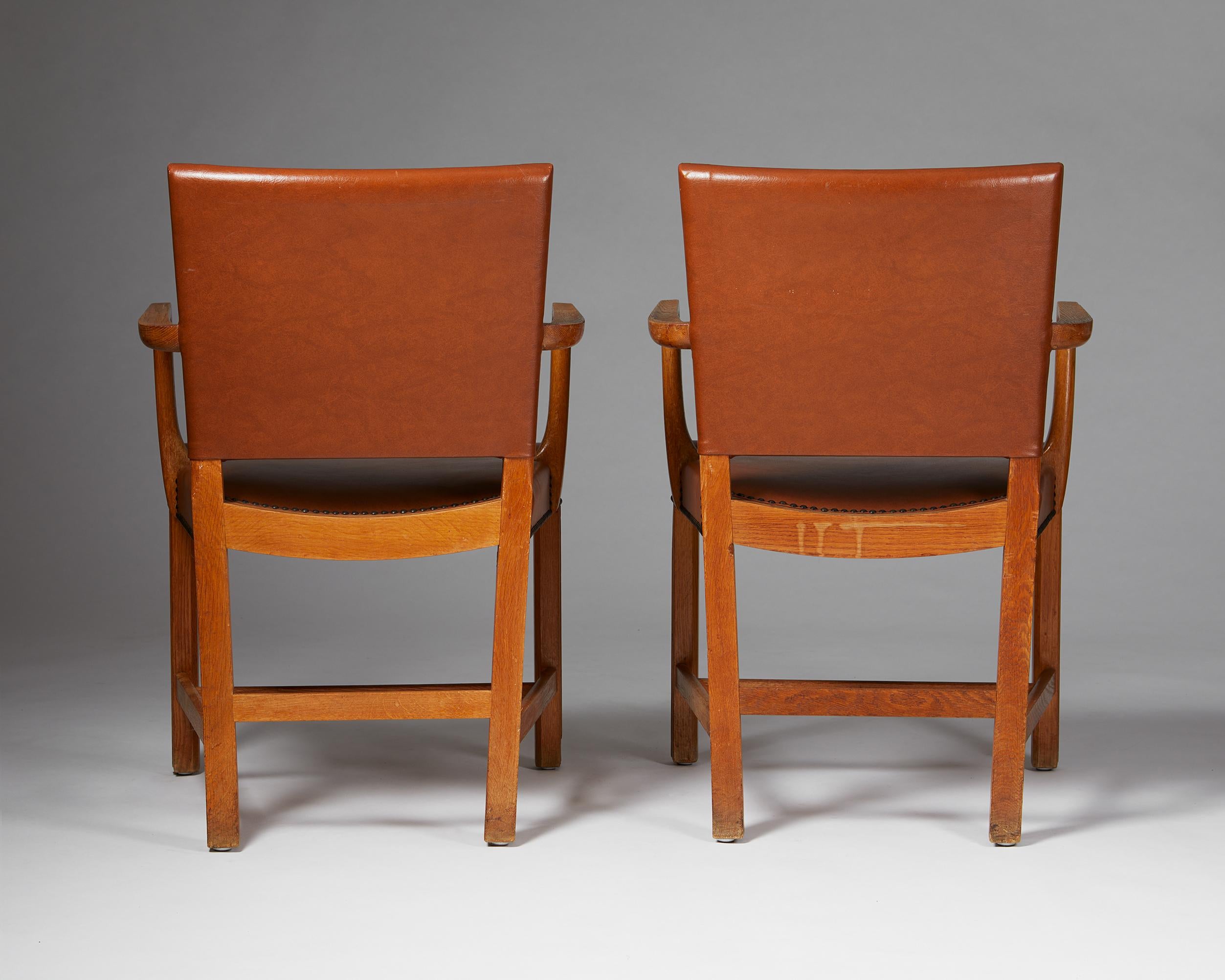 Pair of Armchairs “The Red Chair” Designed by Kaare Klint for Rud. Rasmussen For Sale 1