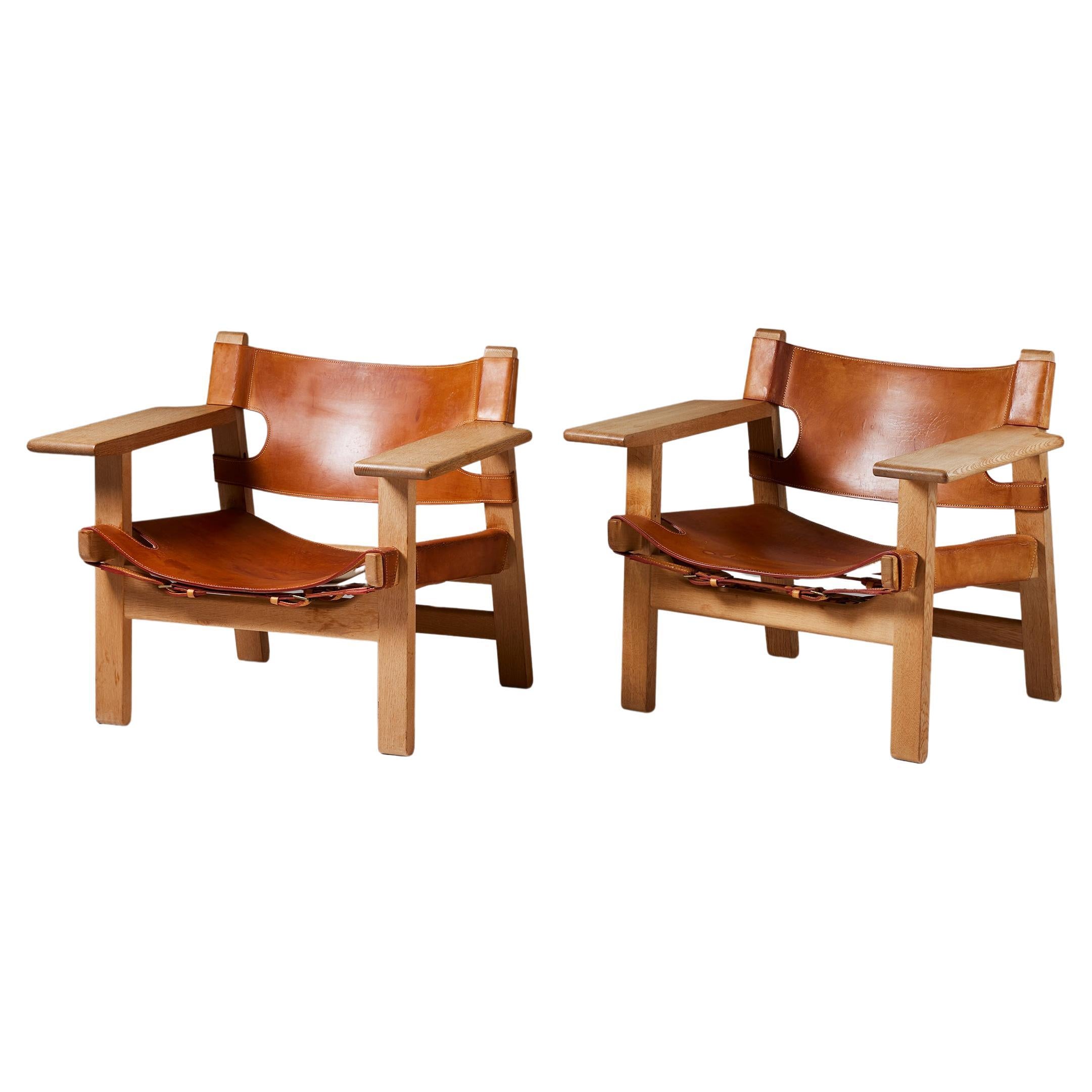 Pair of armchairs ‘The Spanish Chair’ model 2226 designed by Börge Mogensen Oak For Sale