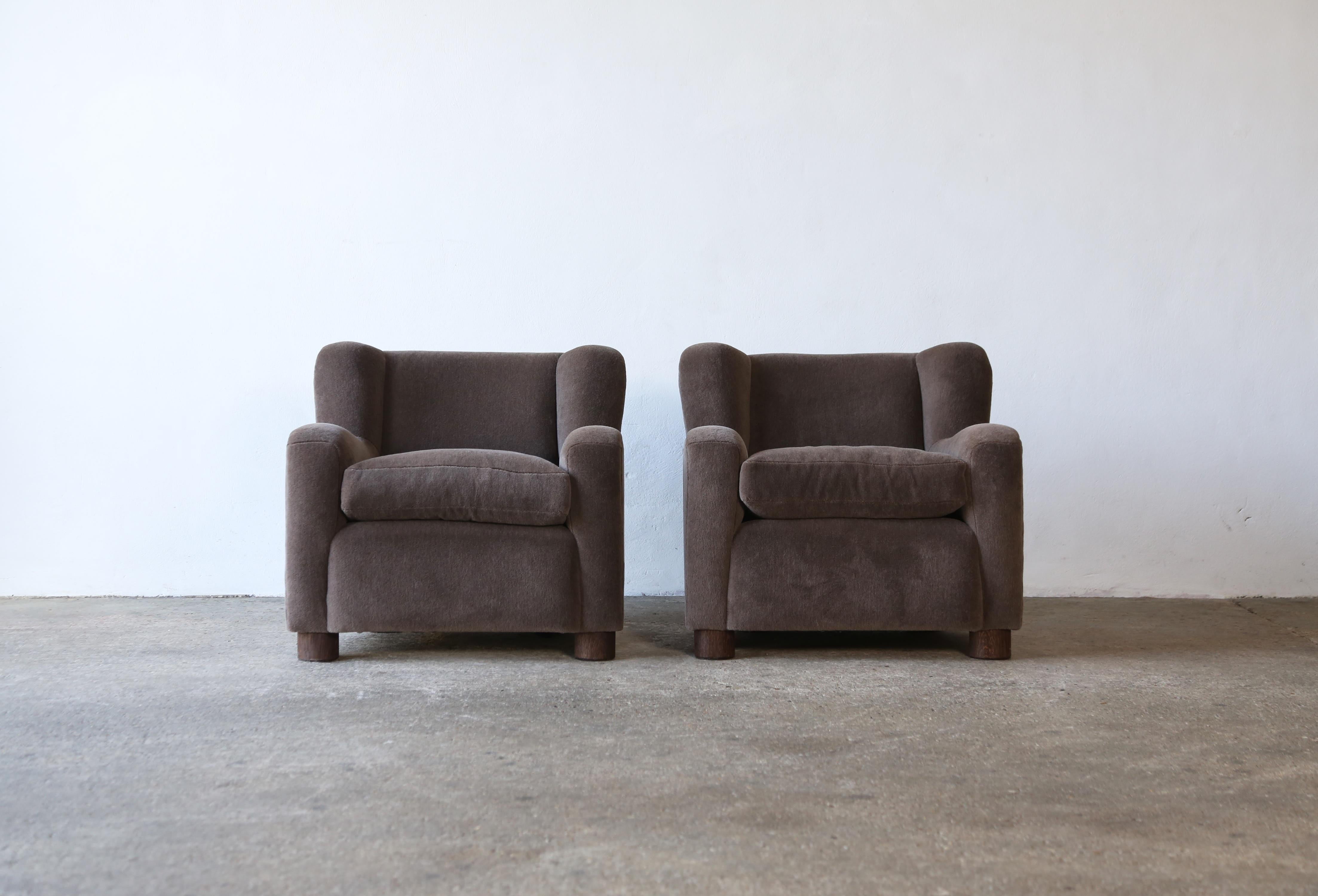 Pair of Armchairs Upholstered in Pure Alpaca For Sale 5