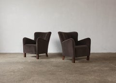 Coppia di poltrone rivestite in pura alpaca