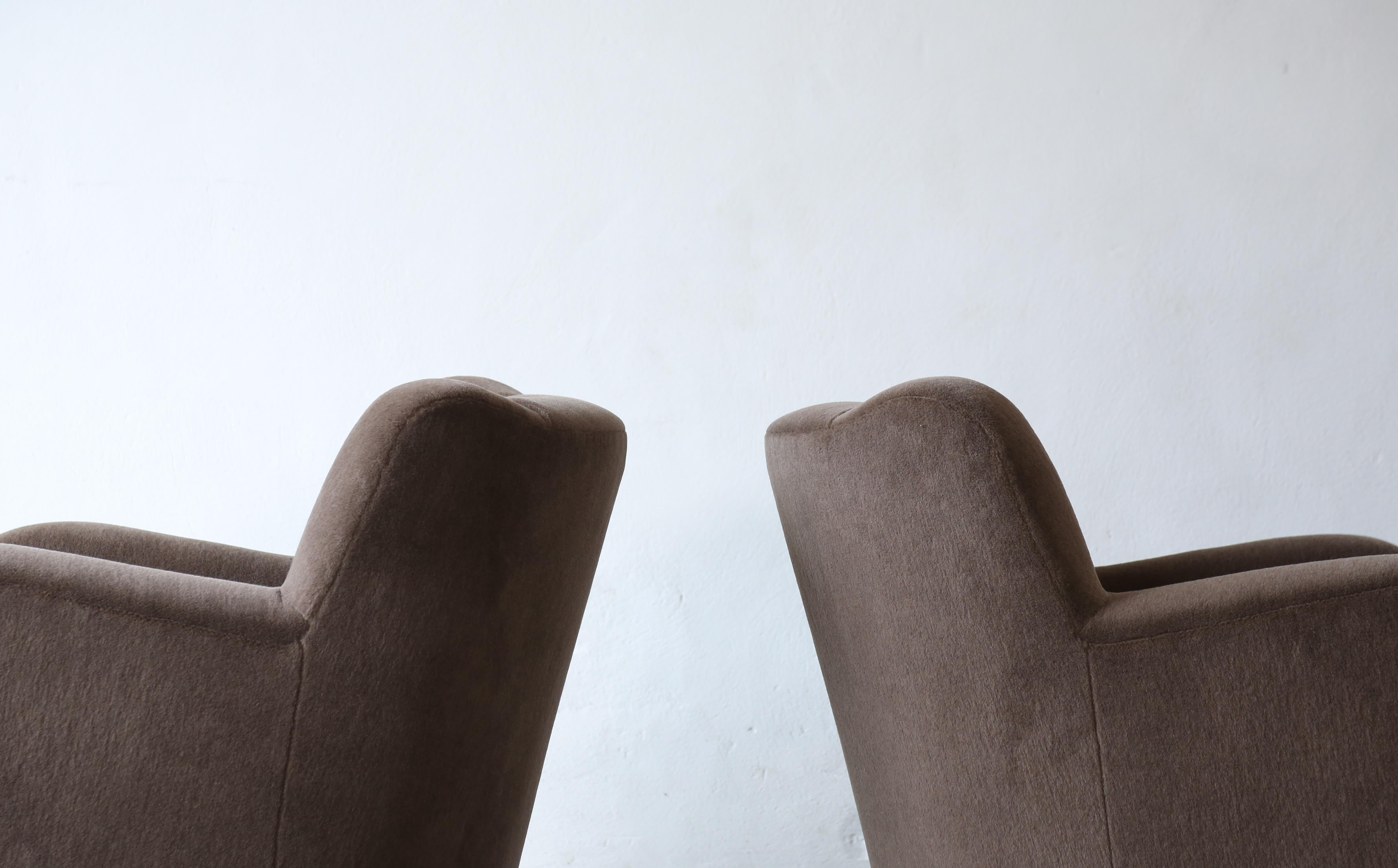 Contemporary Pair of Armchairs Upholstered in Pure Alpaca For Sale