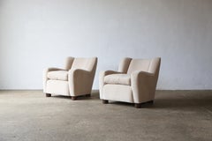 Pair of Armchairs Upholstered in Pure Ivory Alpaca