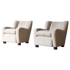 Pareja de Sillones Tapizados en Alpaca Pura Marfil