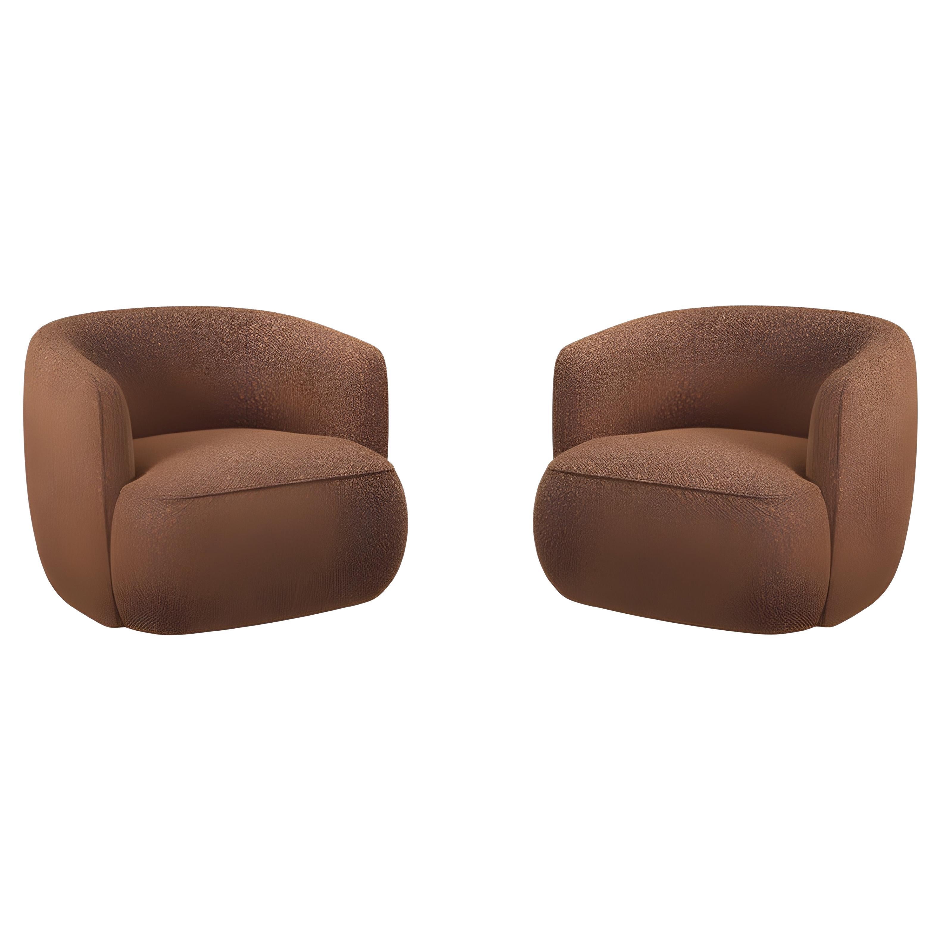 Paar Sessel, gepolstert mit weichem Boucle-Stoff