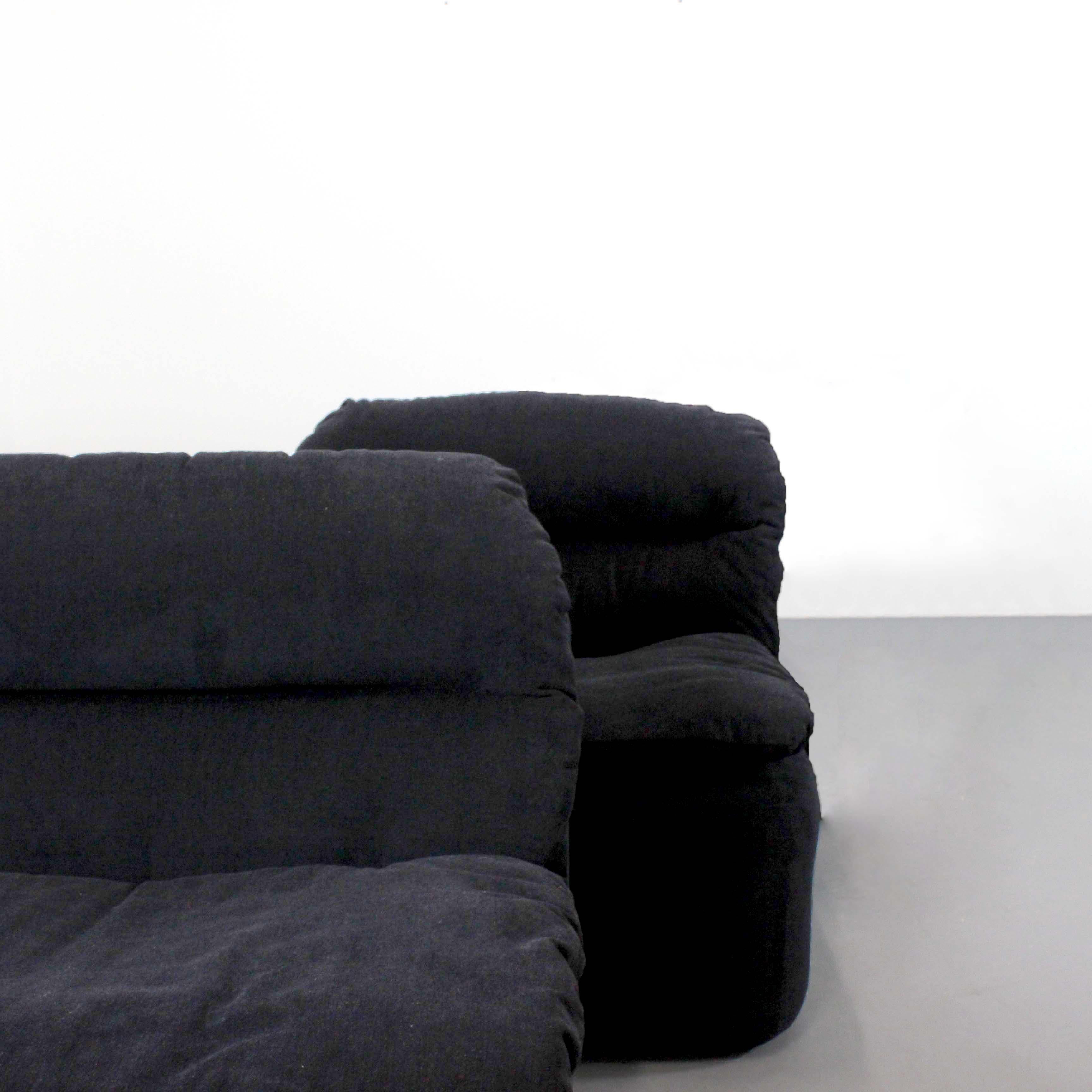 Late 20th Century Pair of armchairs upholstered in washable black fabric - Spain - c. 1980 For Sale