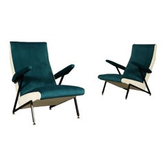 Pair of Armchairs Velvet Foam Padding Vintage, Italy, 1950s