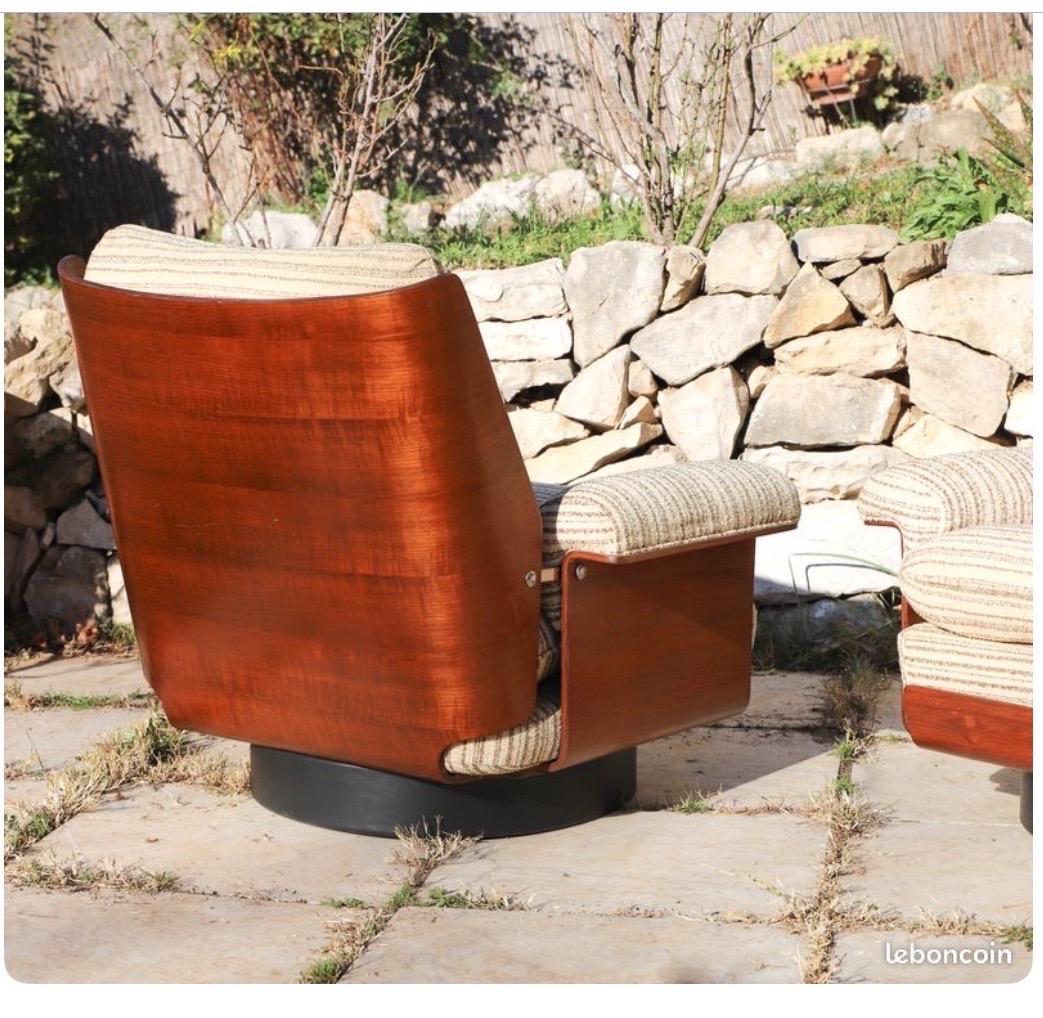 20ième siècle Paire de fauteuils Viborg de Bernard Brunier édité par Coulon dans les 60 en vente