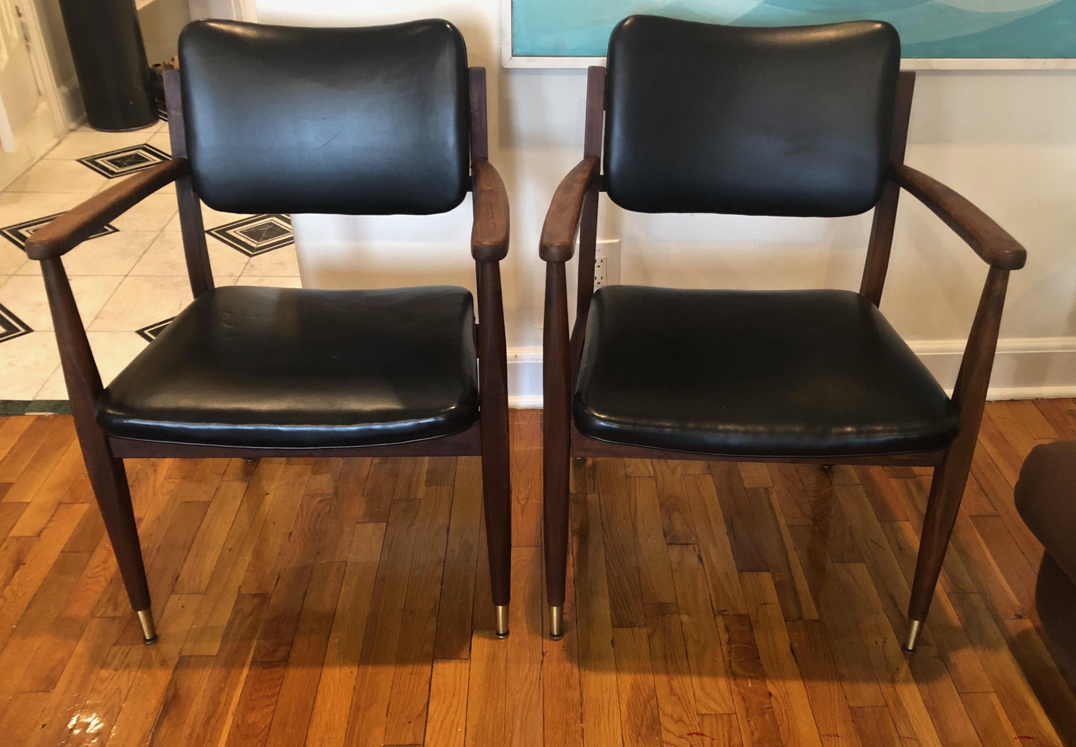 Pair of Armchairs with Brass Sabots, USA Circa 1955 3