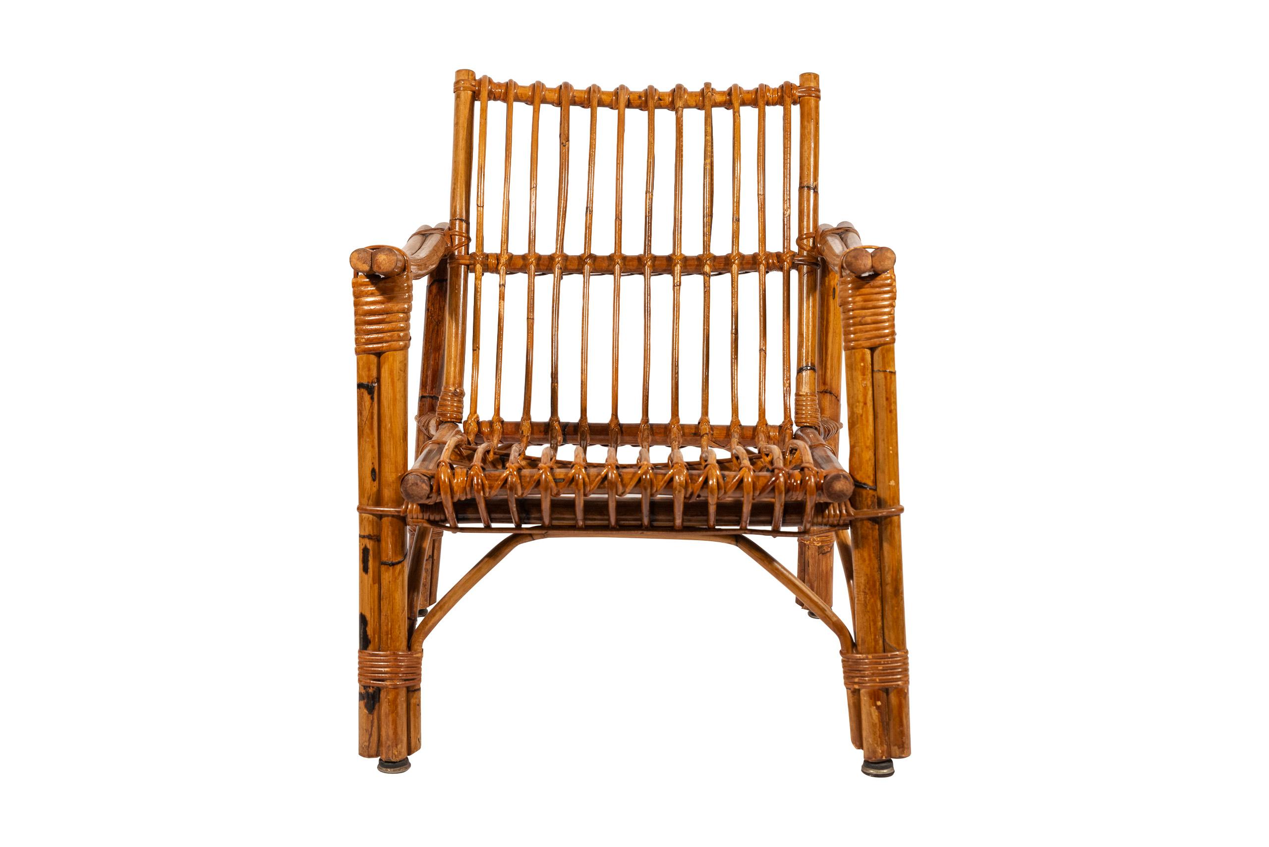 Paire de fauteuils avec table basse, bambou, circa 1970, France 6