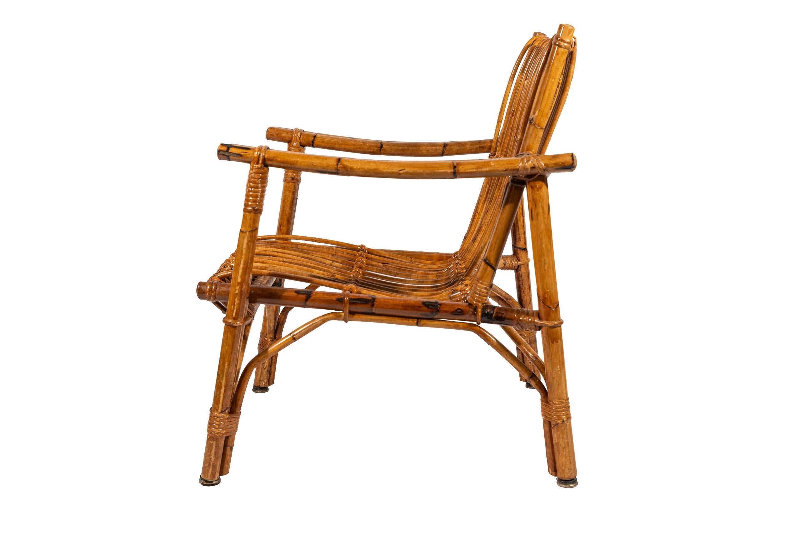 Paire de fauteuils avec table basse, bambou, circa 1970, France 12
