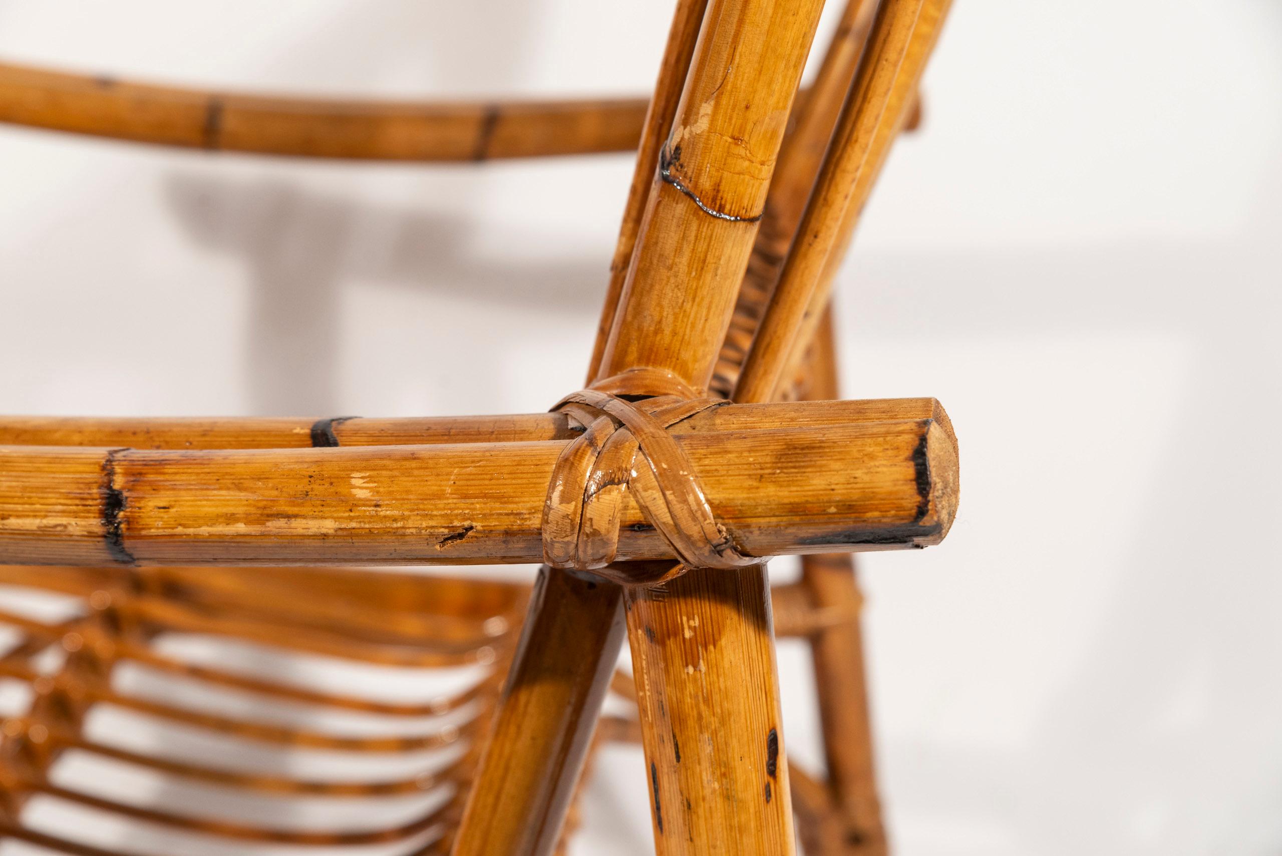 Paire de fauteuils avec table basse, bambou, circa 1970, France 13