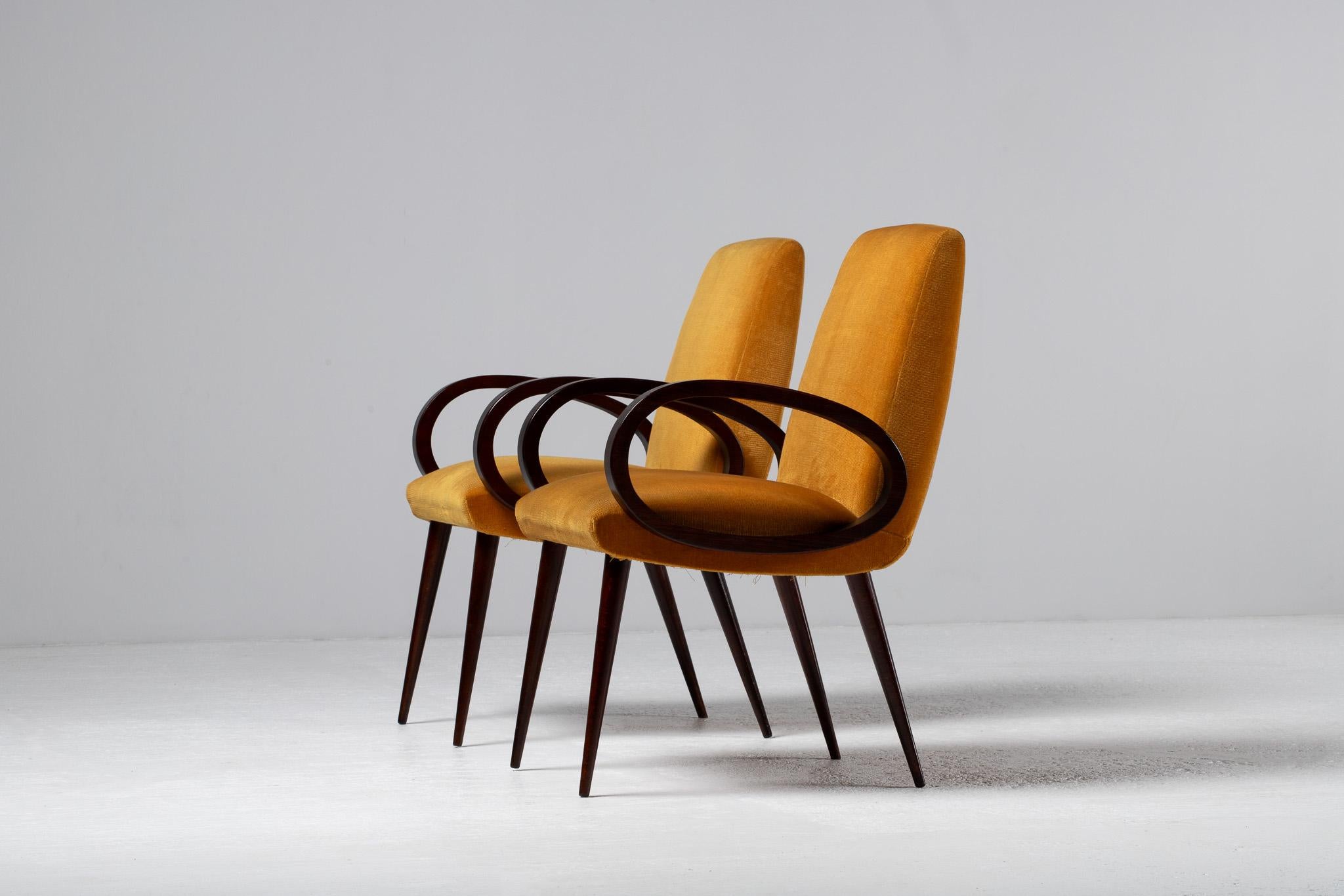 Pair of Armchairs with Loop Arms, Italy, 1950s For Sale 3