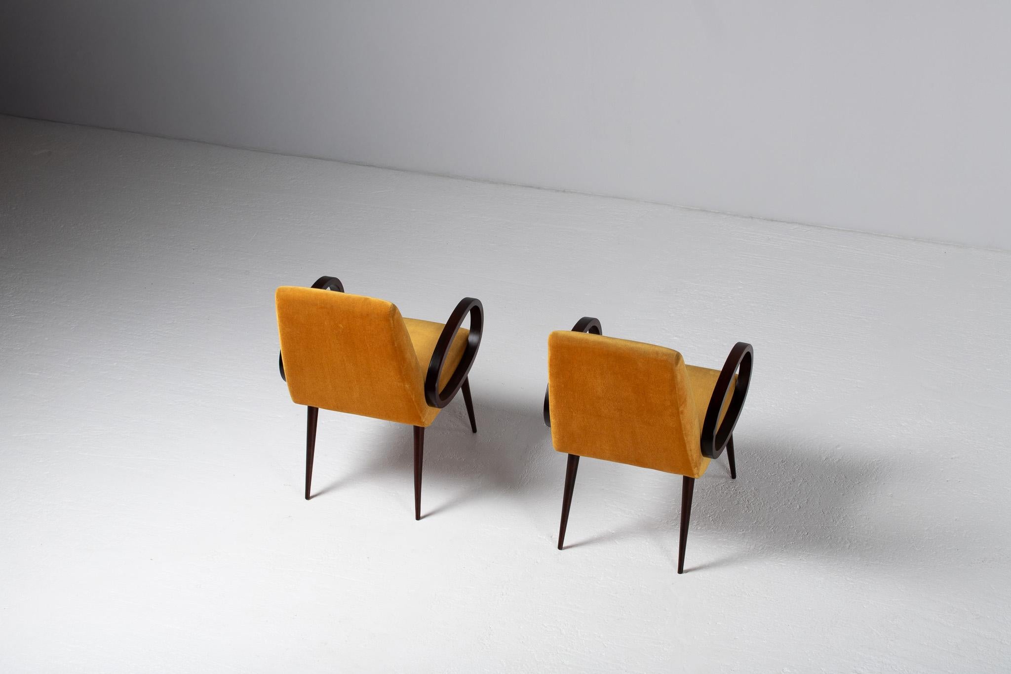 Pair of Armchairs with Loop Arms, Italy, 1950s For Sale 5