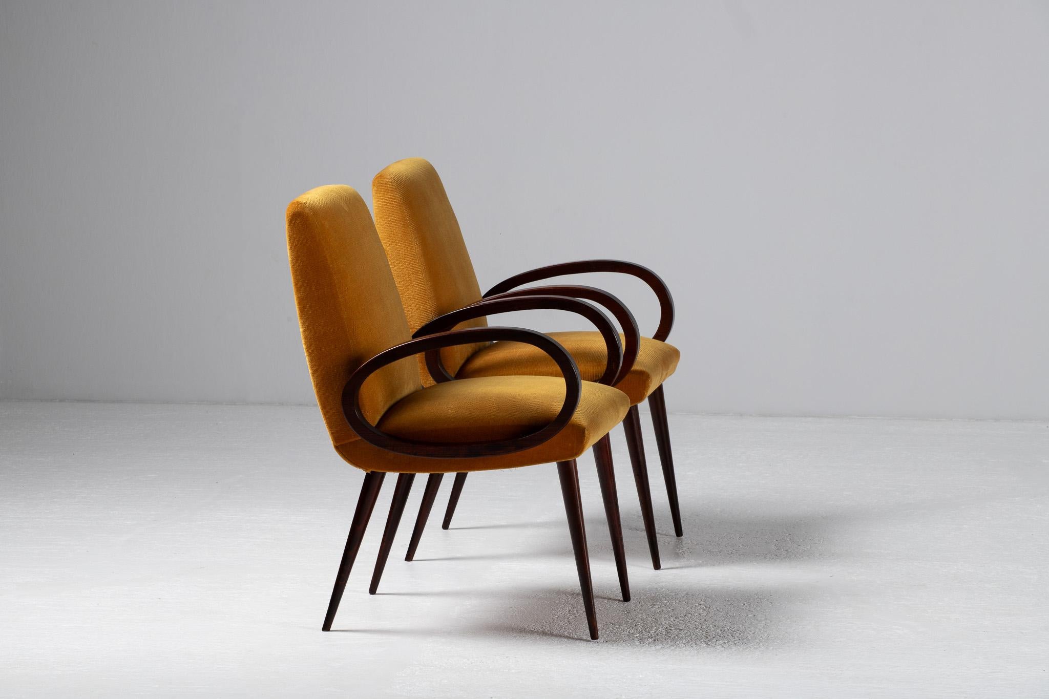 Italian Pair of Armchairs with Loop Arms, Italy, 1950s For Sale