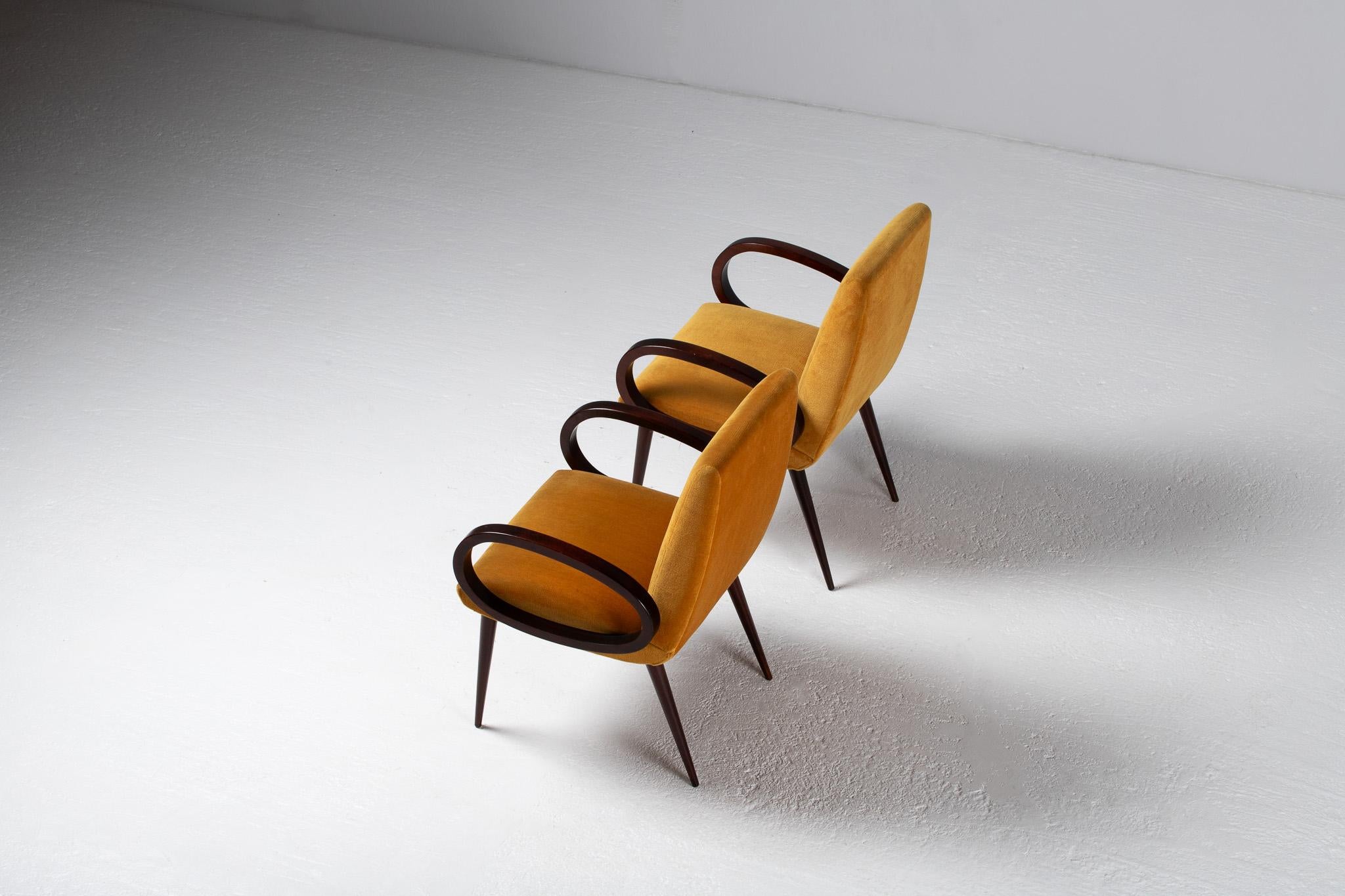 20th Century Pair of Armchairs with Loop Arms, Italy, 1950s For Sale