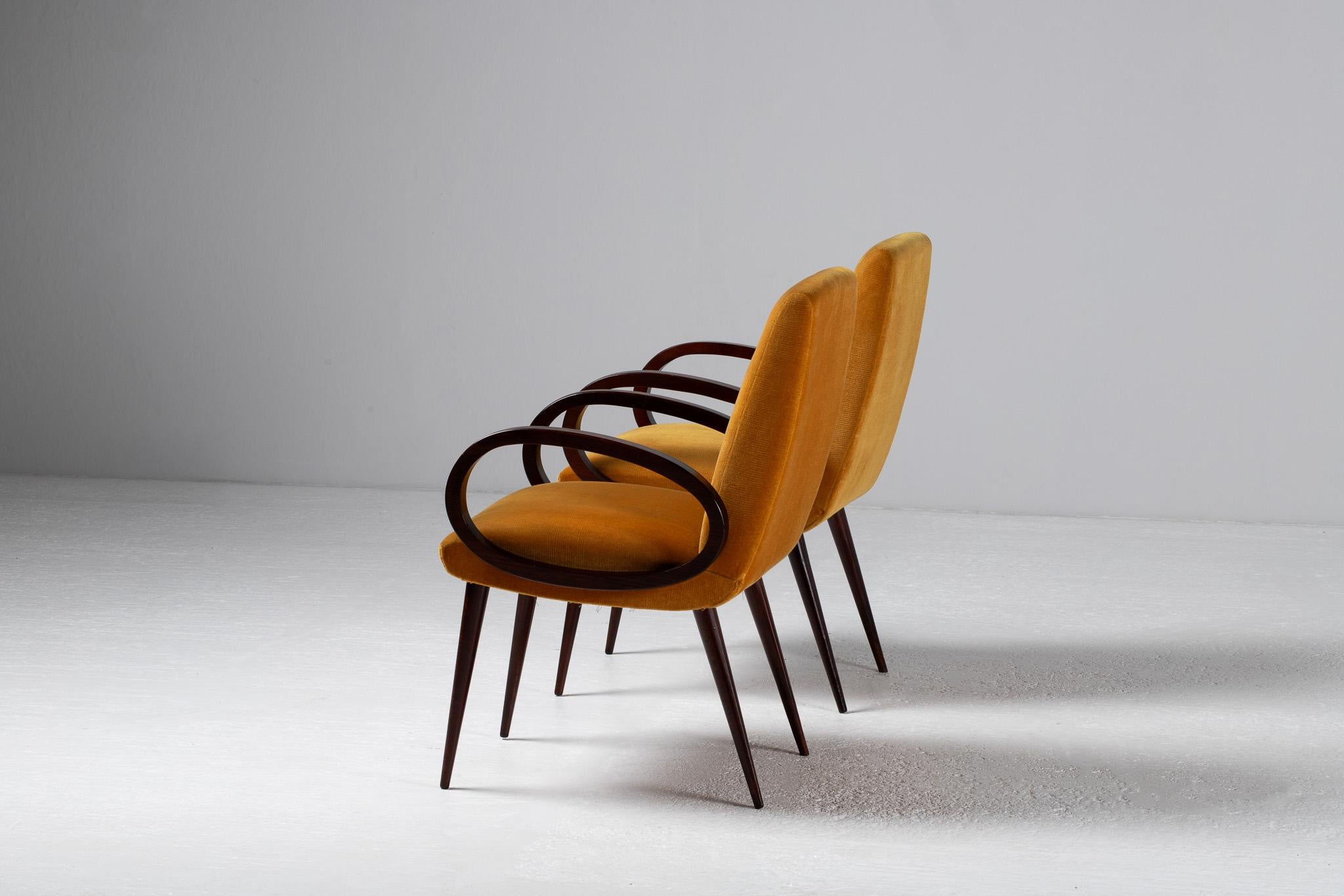 Pair of Armchairs with Loop Arms, Italy, 1950s For Sale 1