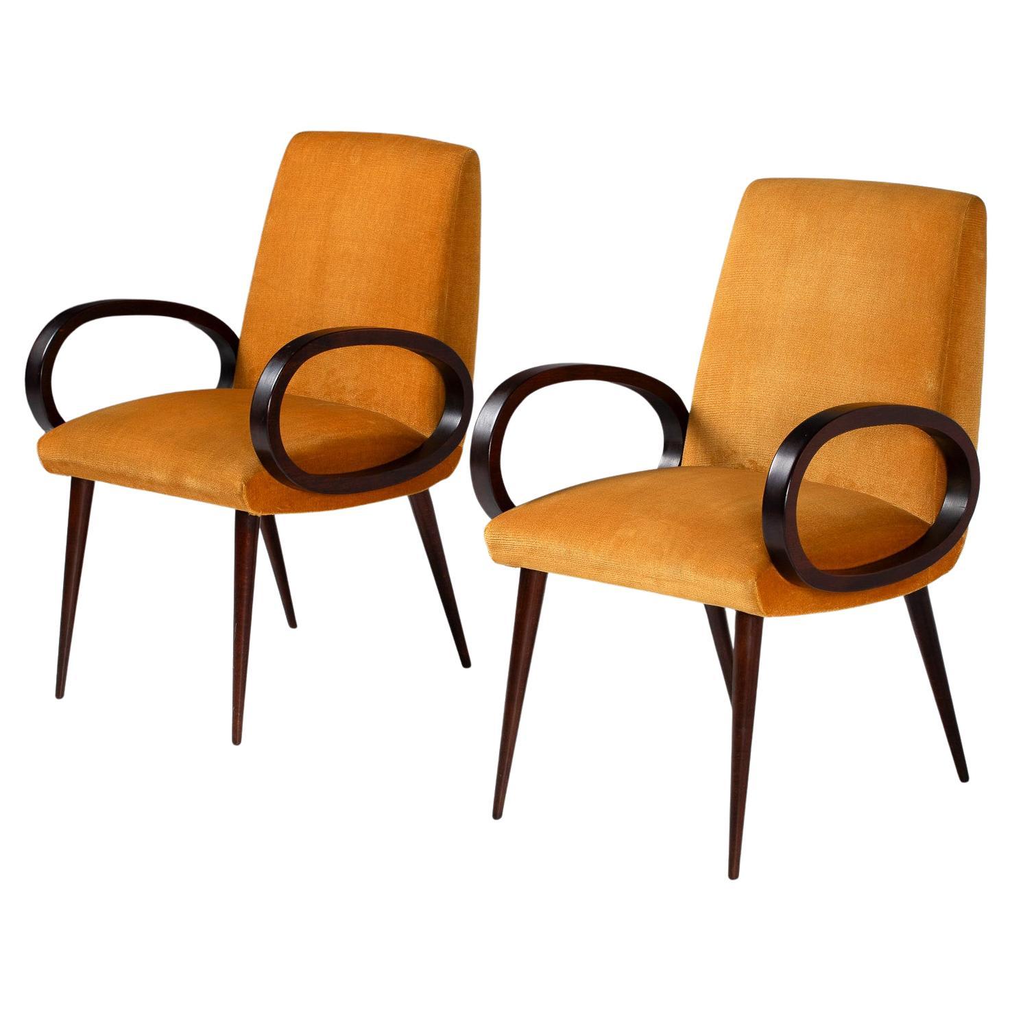 Pair of Armchairs with Loop Arms, Italy, 1950s