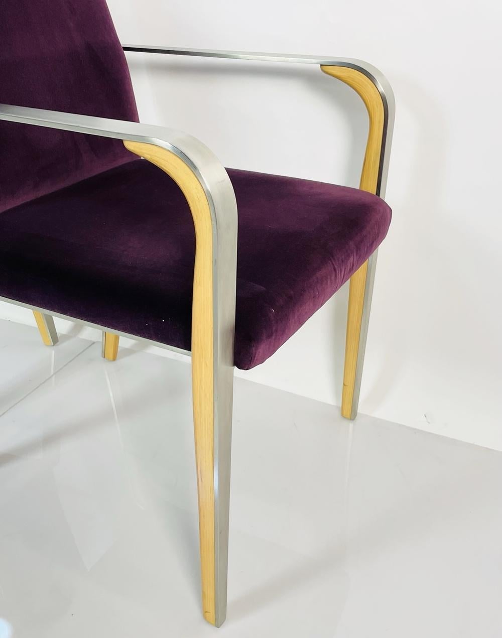 Ein Paar Sessel mit Metall- und Holzrahmen von Bernhardt im Angebot 4