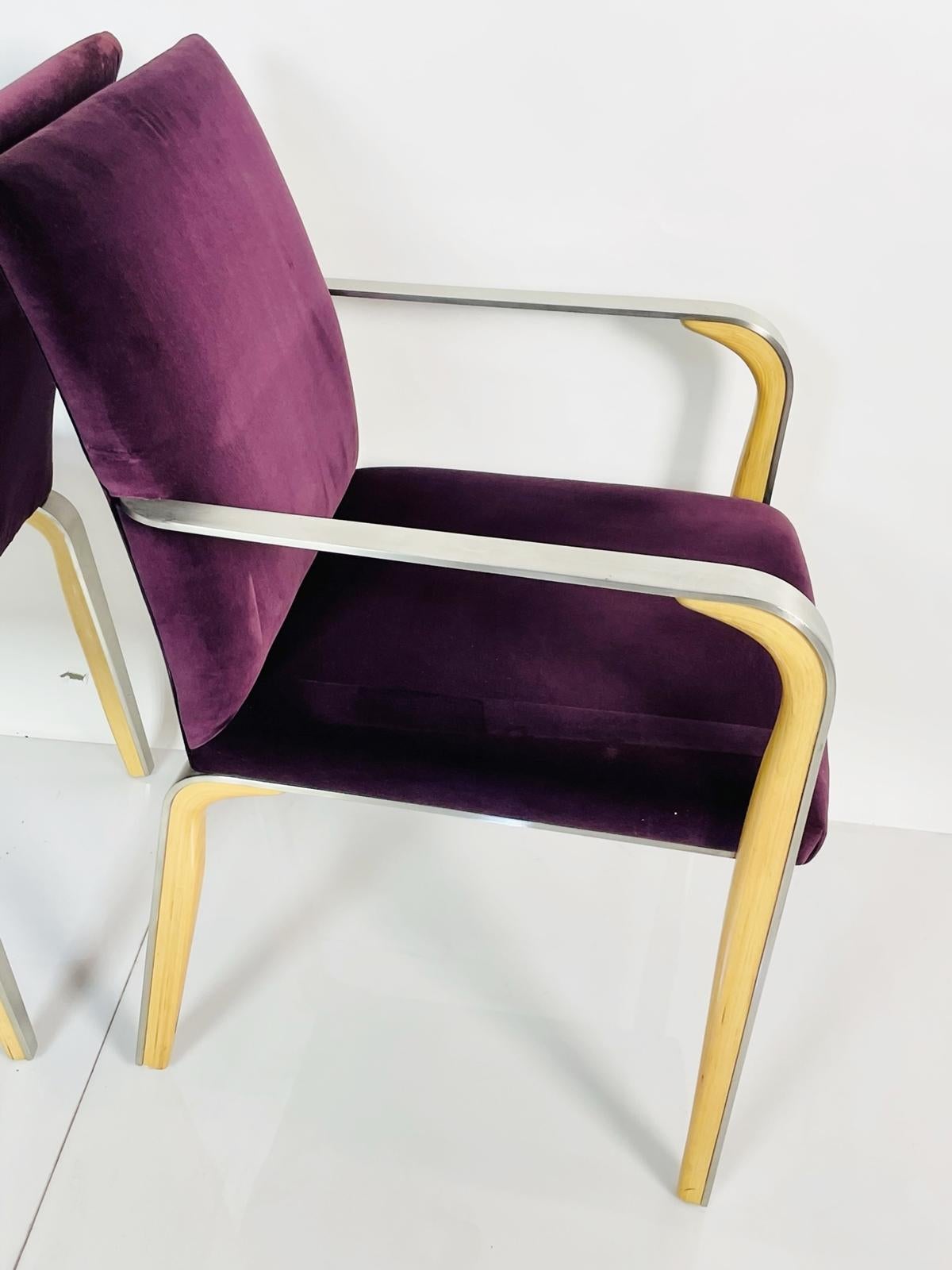 Ein Paar Sessel mit Metall- und Holzrahmen von Bernhardt im Angebot 6